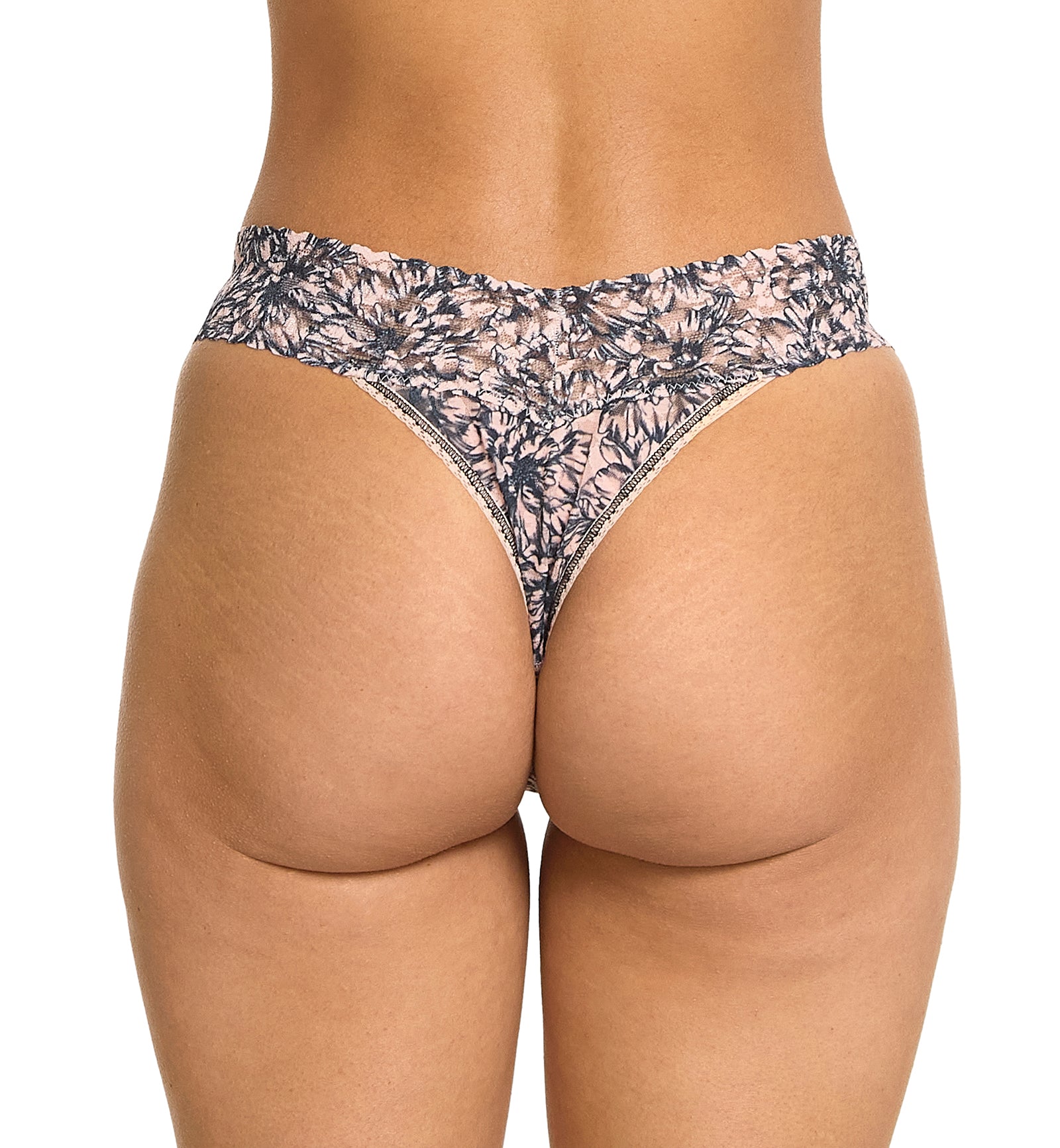 Hanky Panky Signature Lace Printed Original Rise Thong (PR4811P),Outline - Outline,One Size
