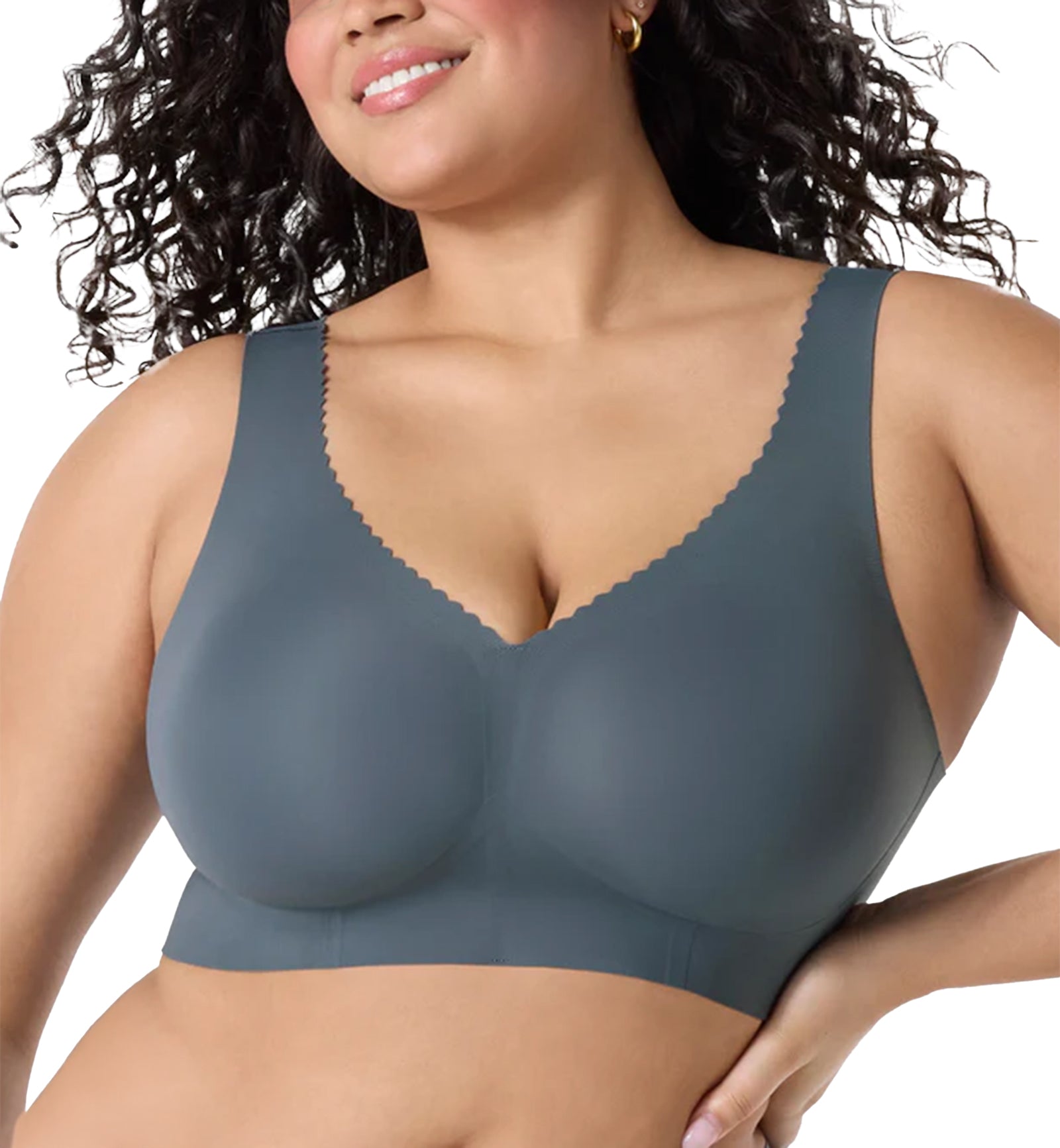 Evelyn & Bobbie EVELYN Deep V-Neck Bralette (1834),Small,Slate Grey - Slate Grey,Small