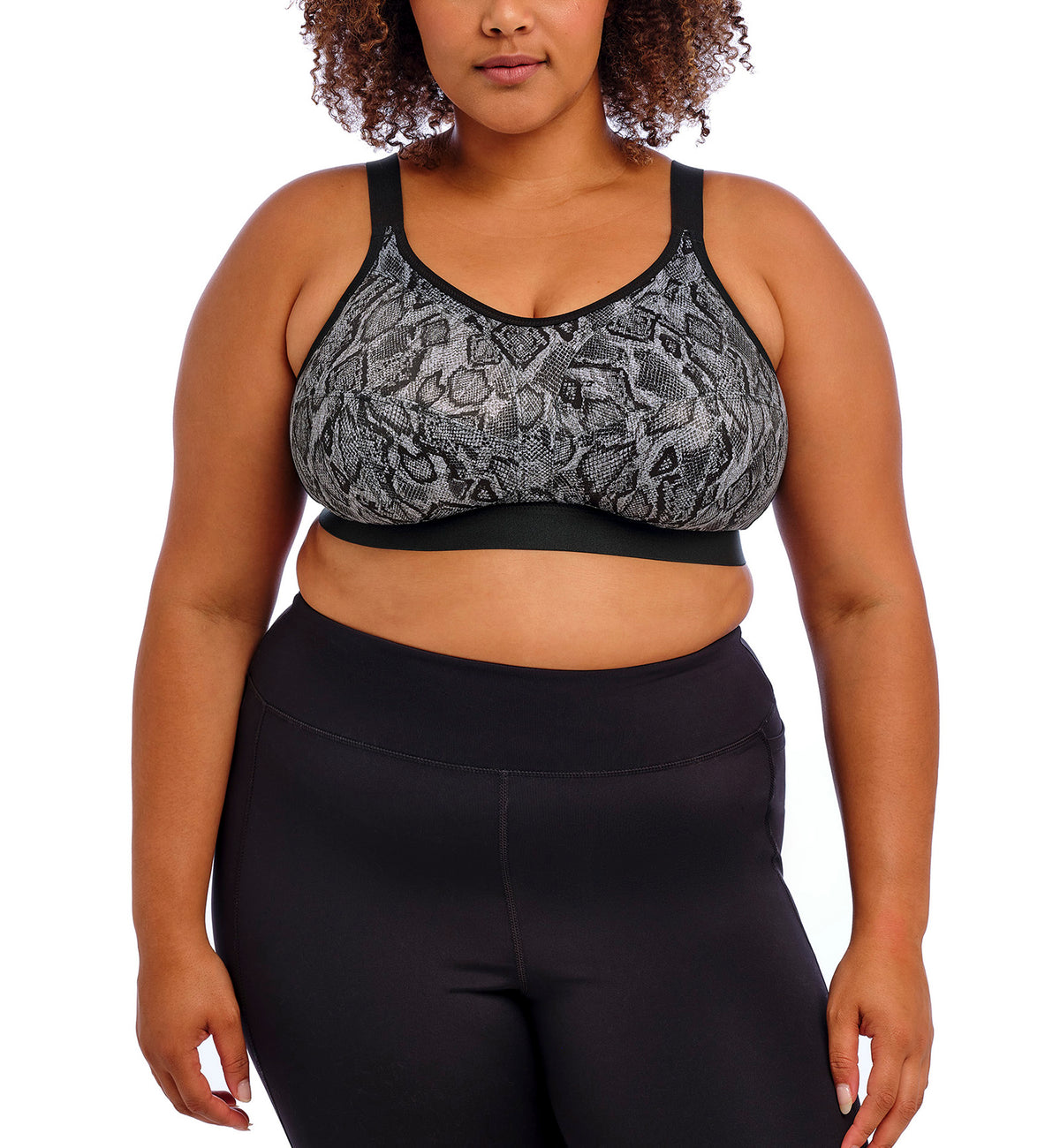 Goddess Non Wire Side Support Sports Bra (6912) - Black Snake