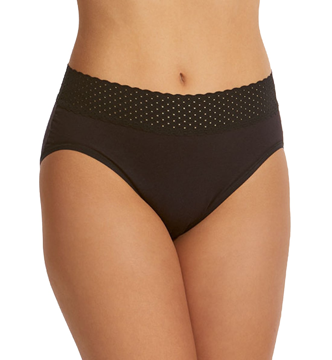 Hanky Panky Organic Cotton French Brief with Lace (792131),Small,Black - Black,Small