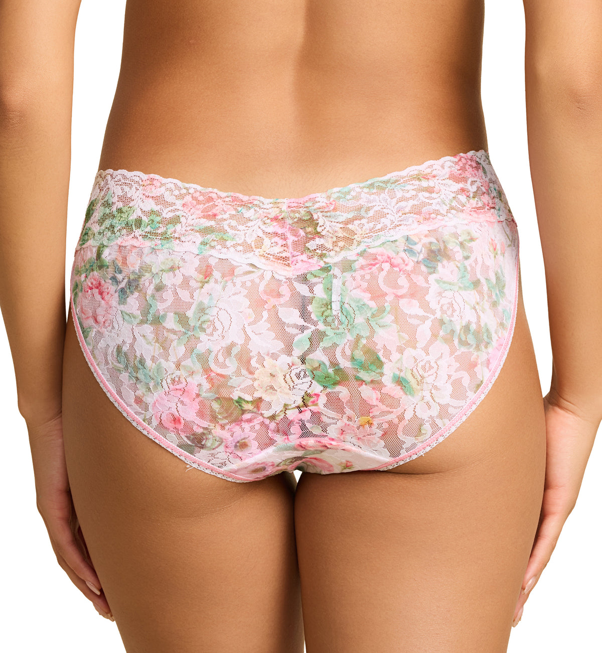 Hanky Panky Signature Lace Printed V-kini (PR482374),Small,Rococo Rose - Rococo Rose,Small