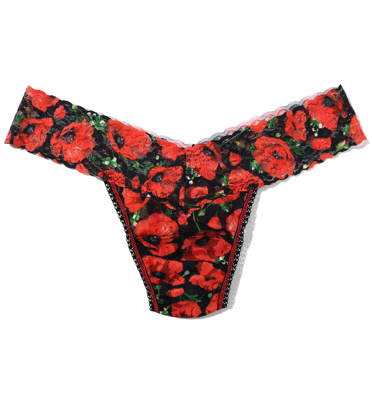 Hanky Panky Signature Lace Printed Low Rise Thong (PR4911P),Poppy Holiday - Poppy Holiday,One Size