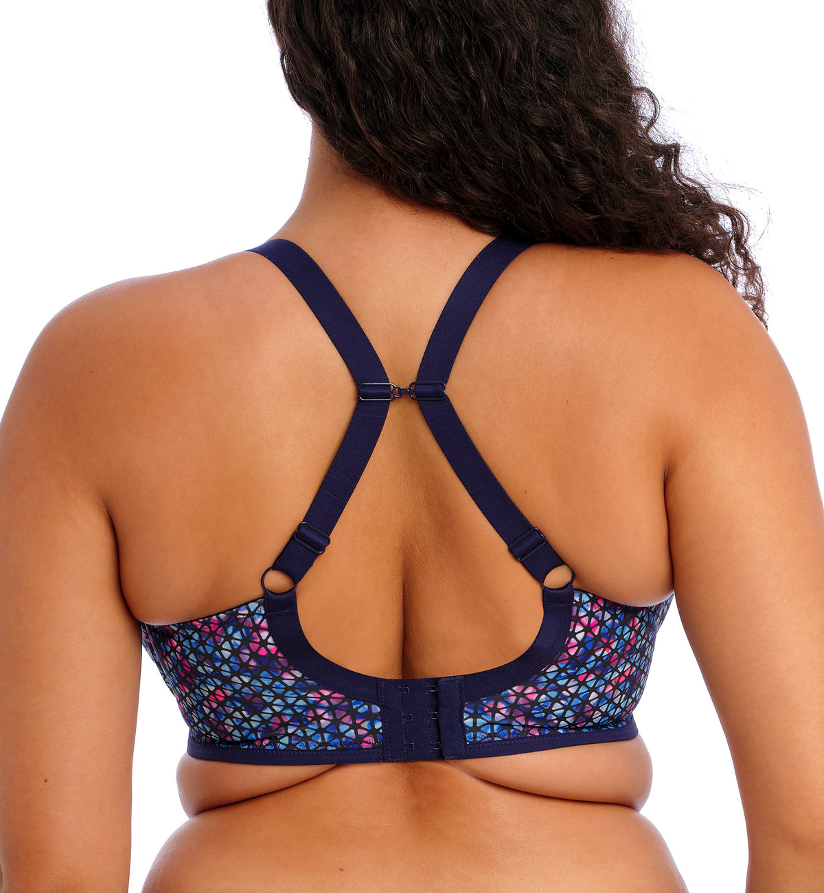 Elomi Energise J-Hook Underwire Sports Bra (8042),34J,Navy Geo - Navy Geo,34J
