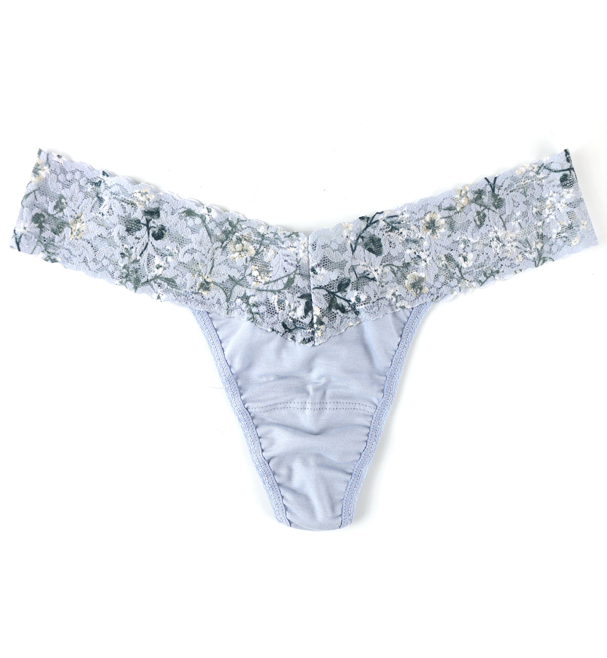 Hanky Panky Cotton-Spandex Low Rise Thong (891582P),Dove Grey/Misty Meadow - Dove Grey/Misty Meadow,One Size