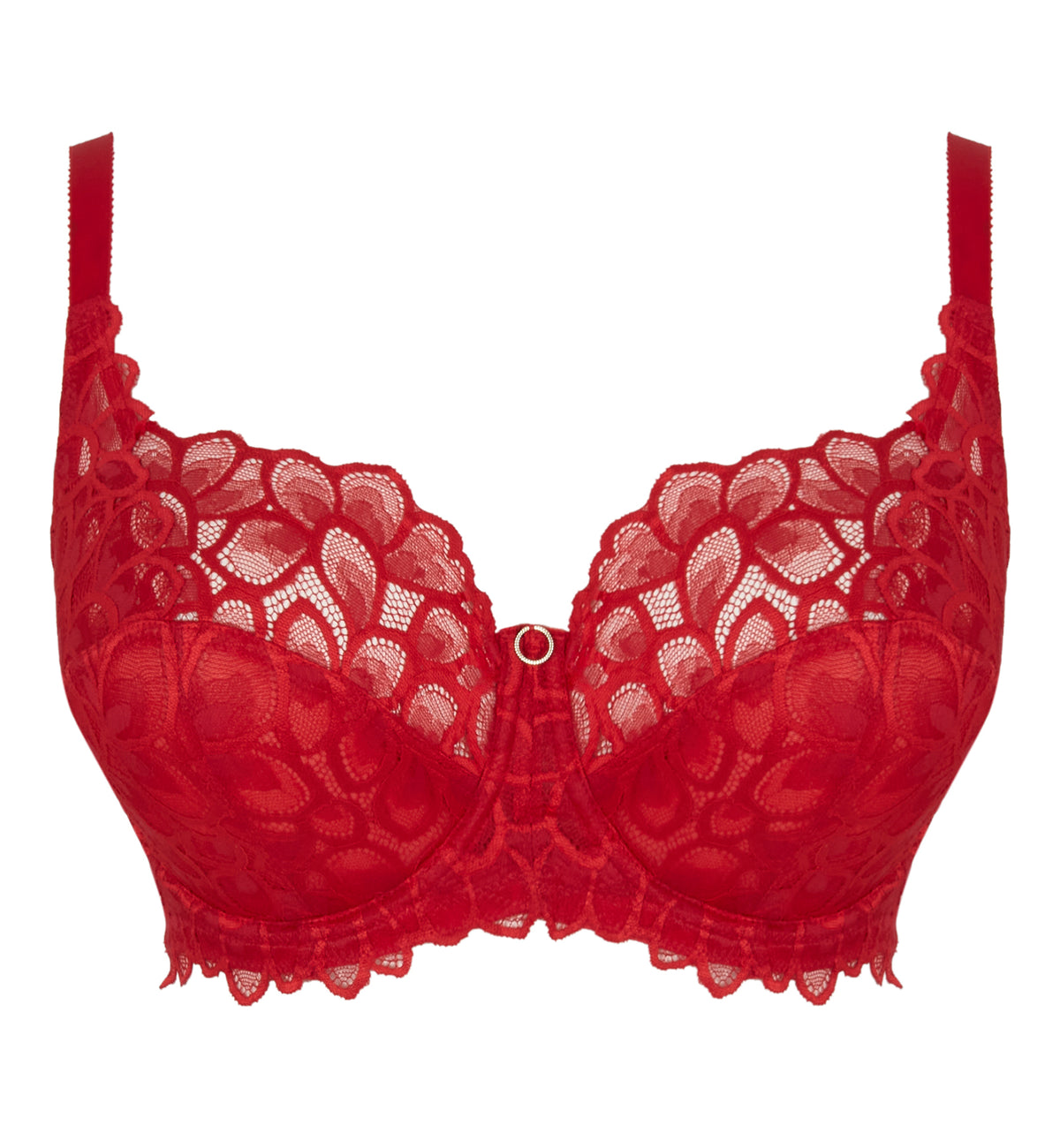 Panache Allure Stretch Lace Full Cup Underwire Bra (10765),30D,True Red - True Red,30D