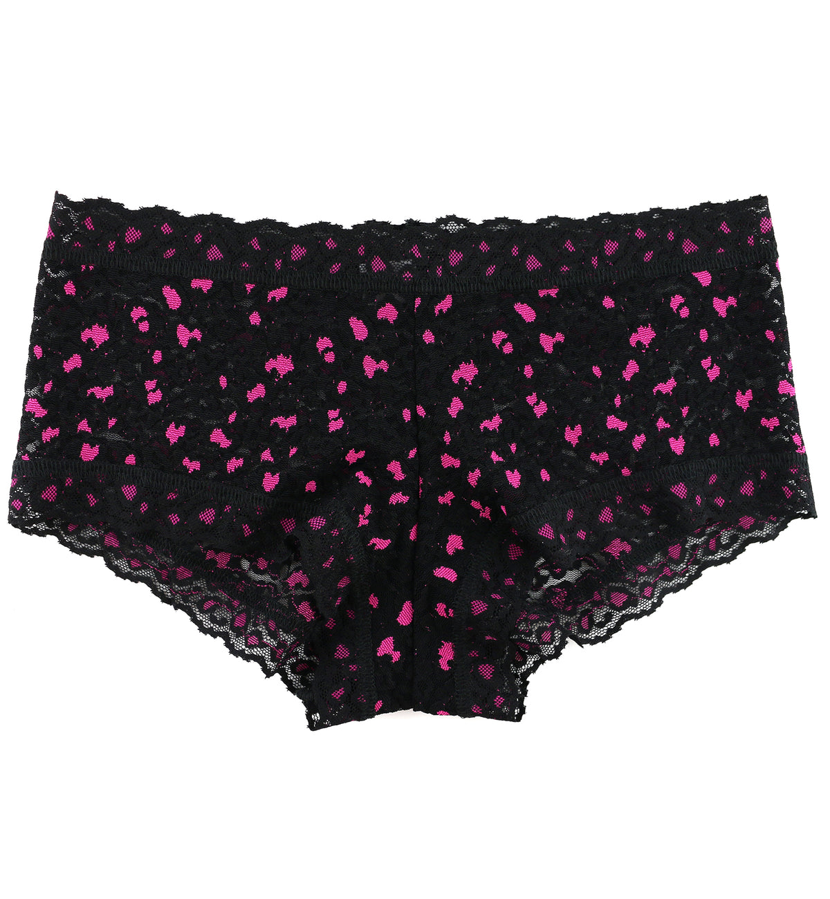 Hanky Panky Cross Dyed Leopard Boyshort (7J1201P),XS,Black/Tulip Pink - Black/Tulip Pink,XS