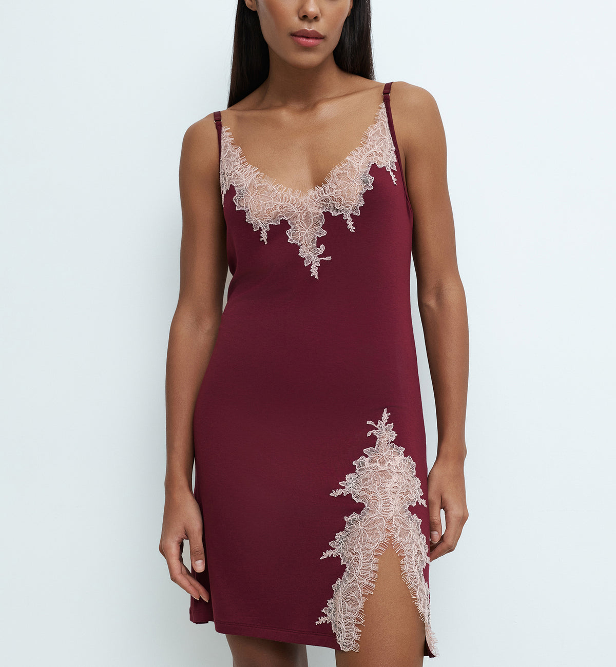 effetto Bamboo Gone With The Wind Spaghetti Strap Chemise (03162),Small,Cherry Lacquer - Cherry Lacquer,Small