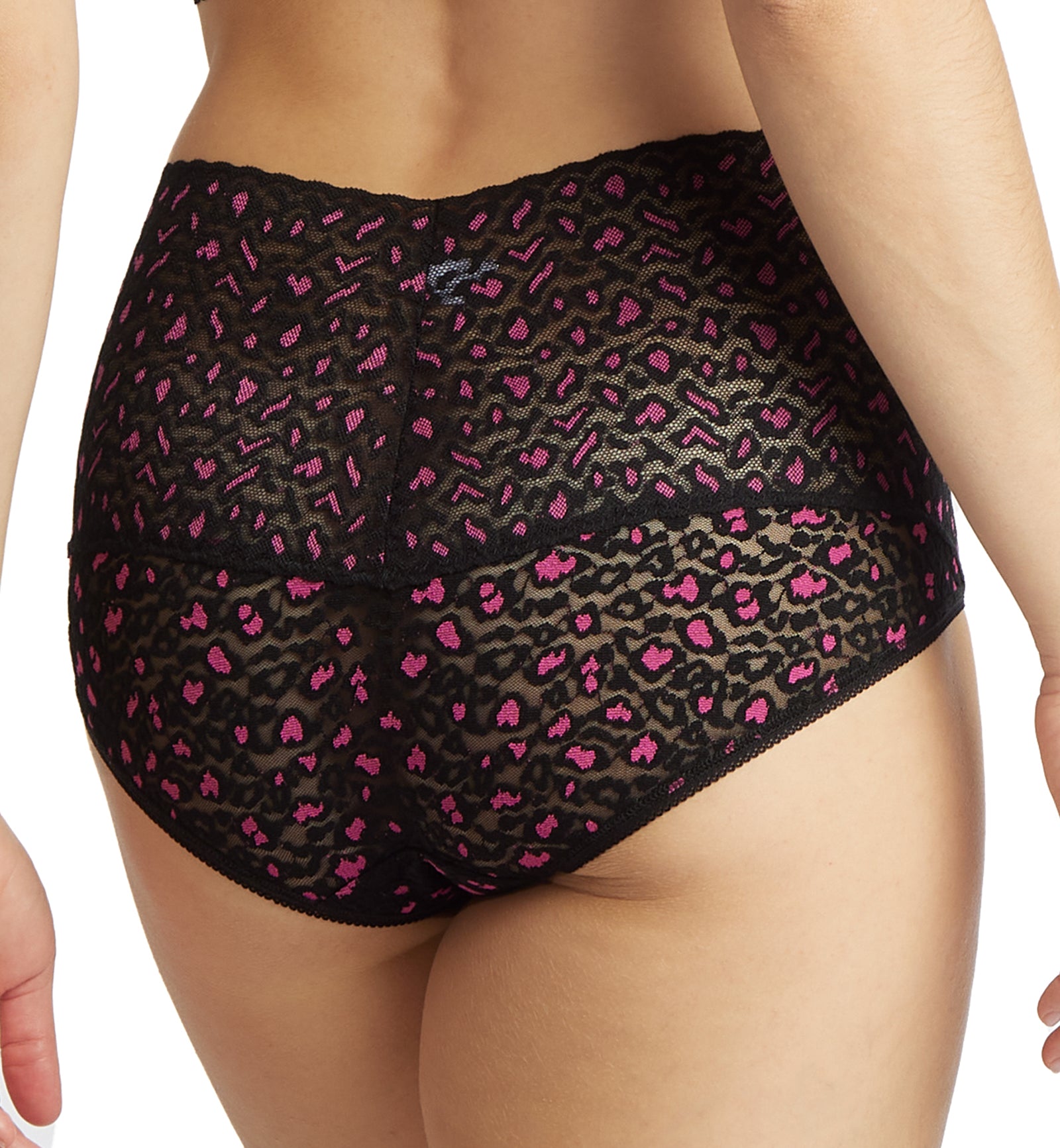 Hanky Panky Cross Dyed Leopard Retro V-Kini (7J2121),Small,Black/Tulip Pink - Black/Tulip Pink,Small