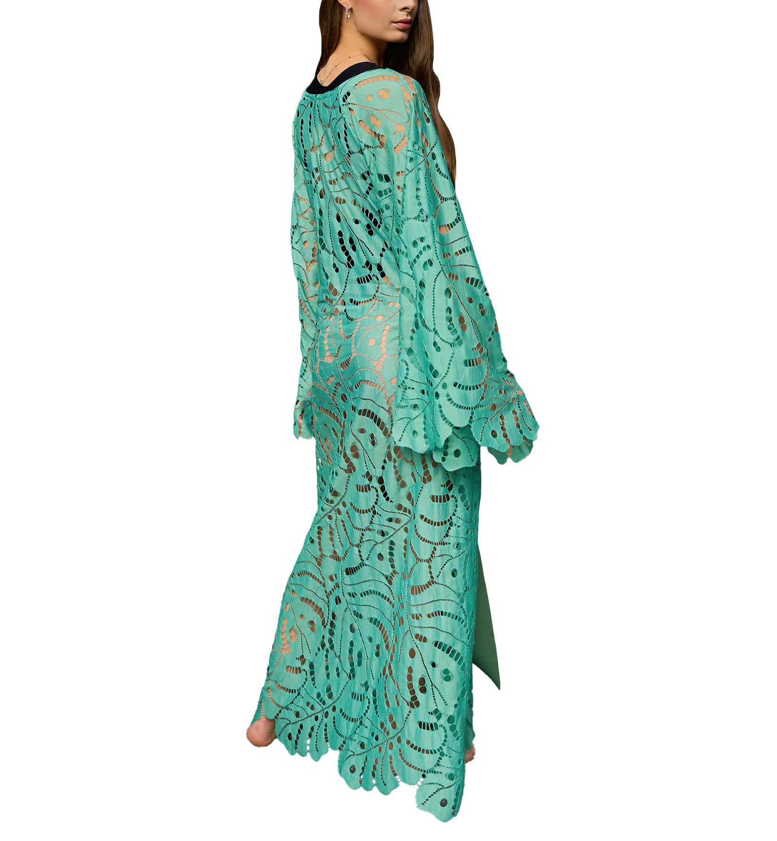 effetto Resort Collection Tunic Robe Cover Up (0180),Green - Green,S/M
