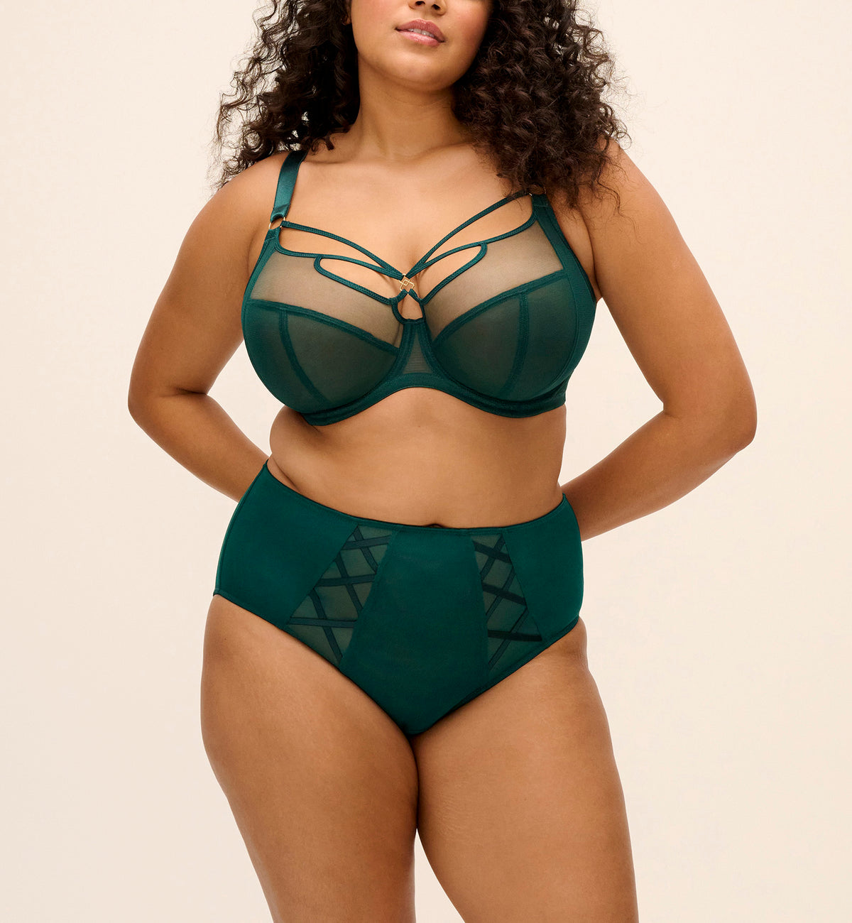 Elomi Sachi Banded Plunge Underwire Bra (4350),32GG,Deep Emerald - Deep Emerald,32GG