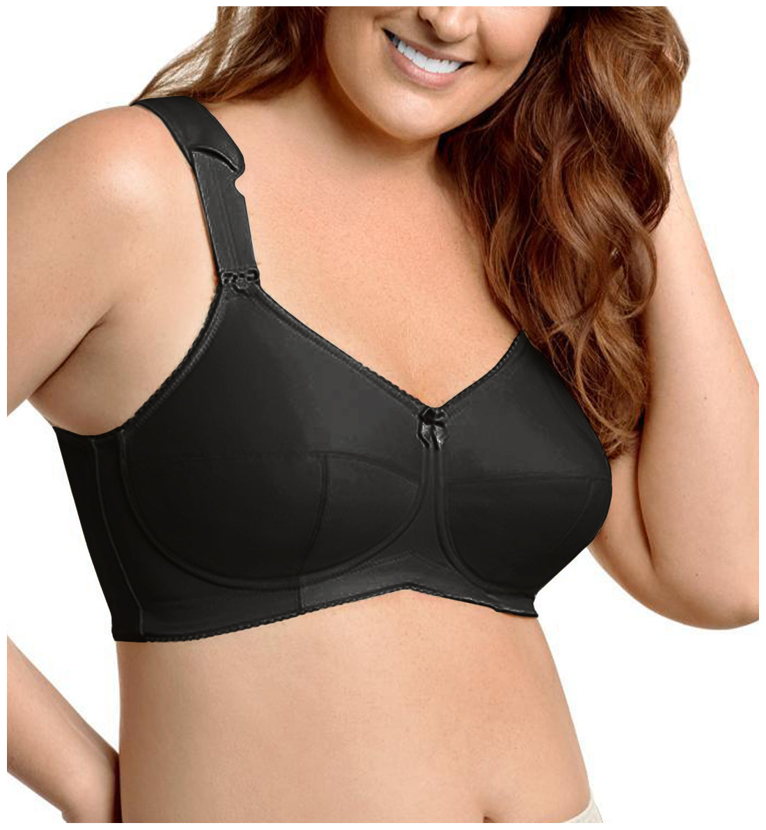 Elila Kaylee 3-Part Cup Full Support Softcup Bra (1505)- Black - Breakout  Bras