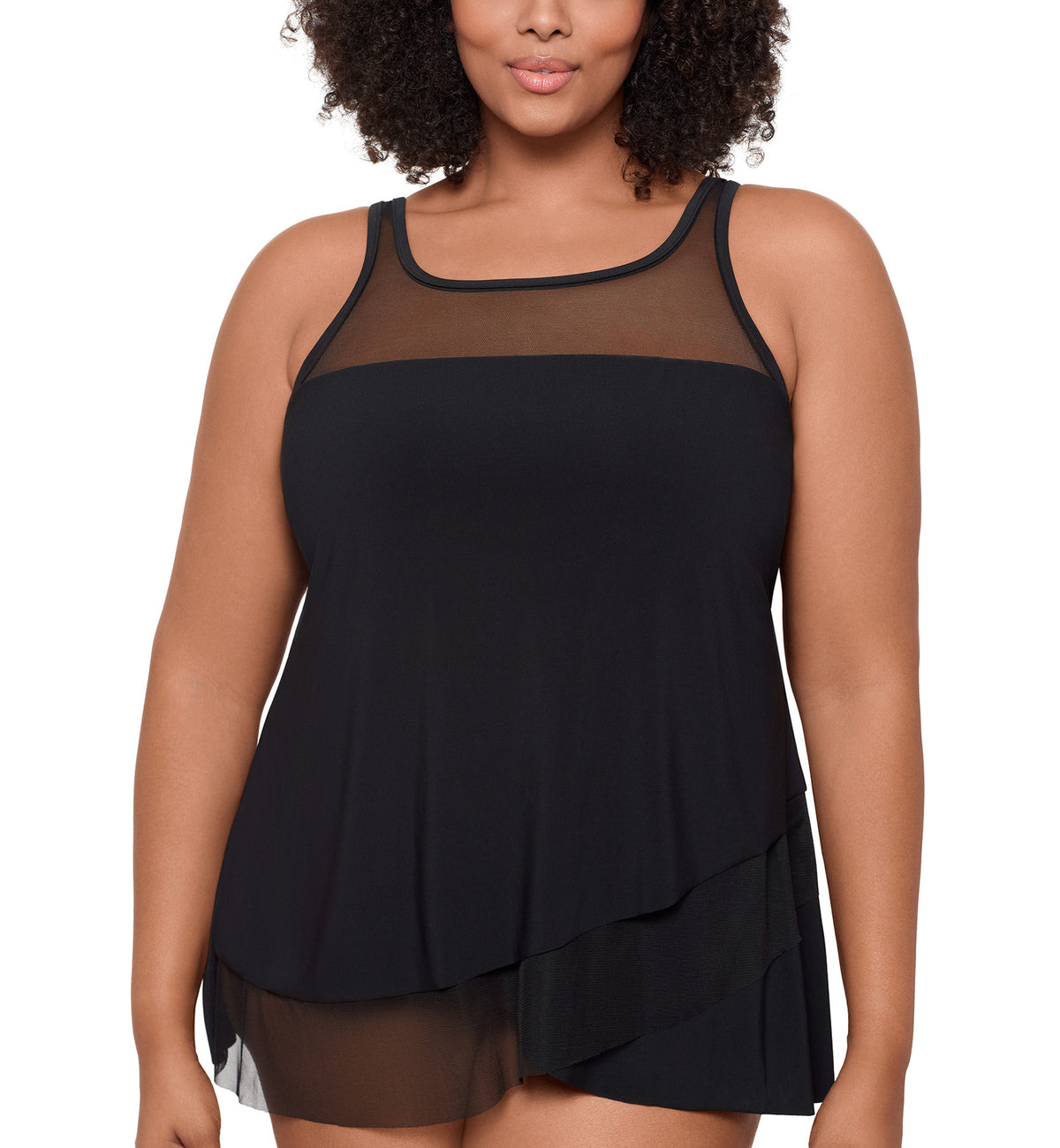 Miraclesuit Illusionists Mirage Plus Size Underwire Tankini Top (6518941W),16,Black - Black,16W