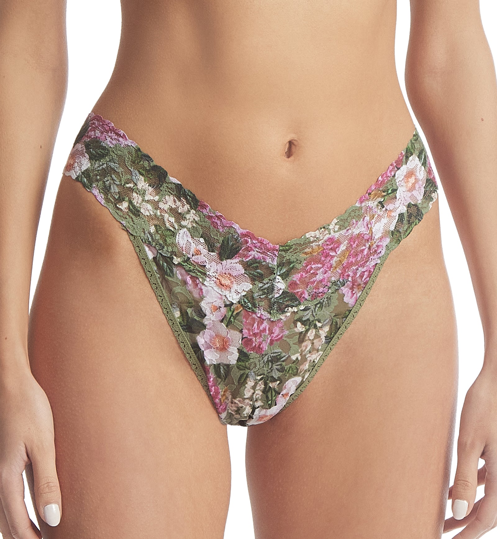 Hanky Panky Signature Lace Printed Original Rise Thong (PR4811P),Florist - Florist,One Size