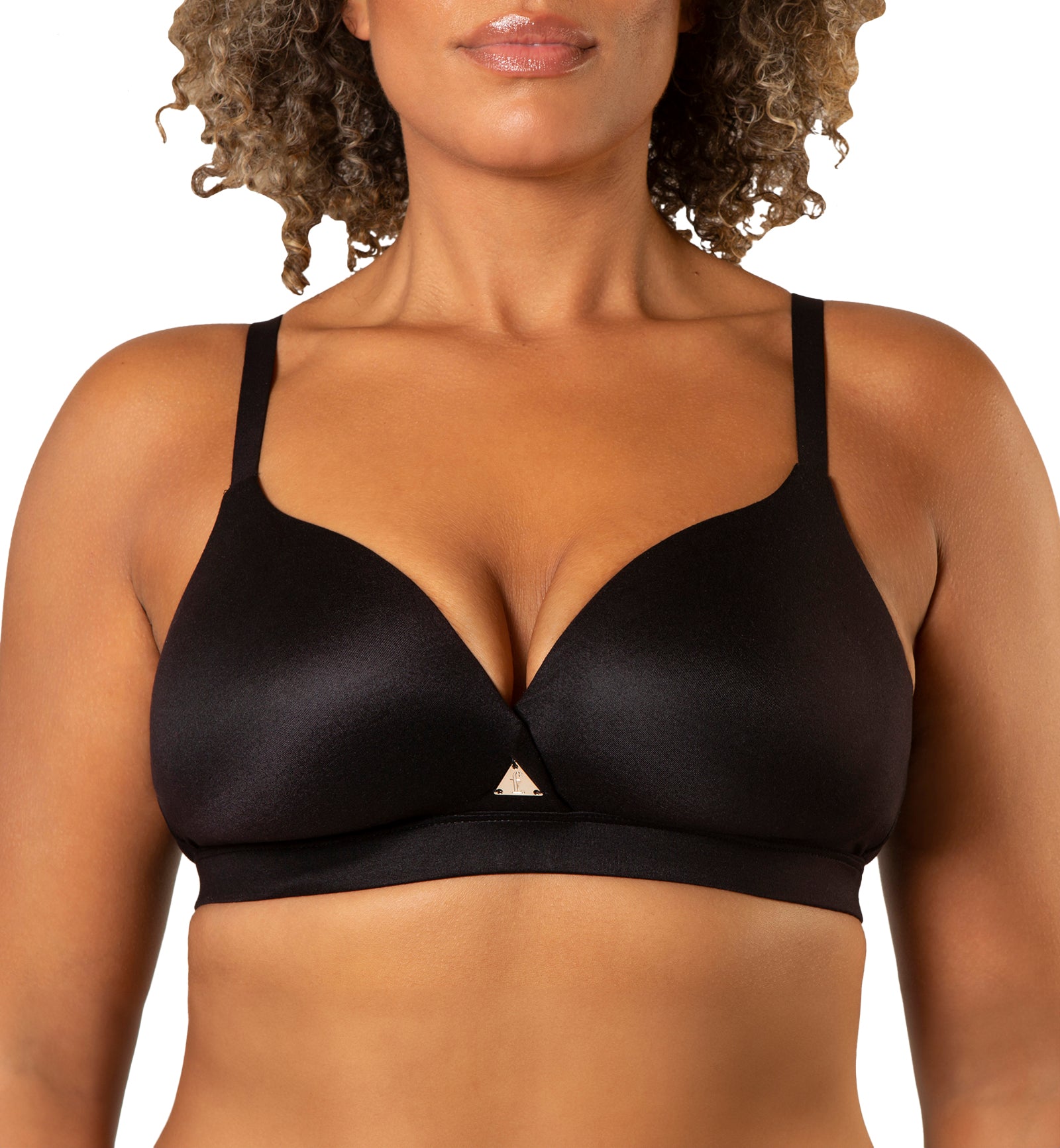 Freedom Molded Plunge Wireless Bra (FREEDOMBRA),28F,Black - Black,28F