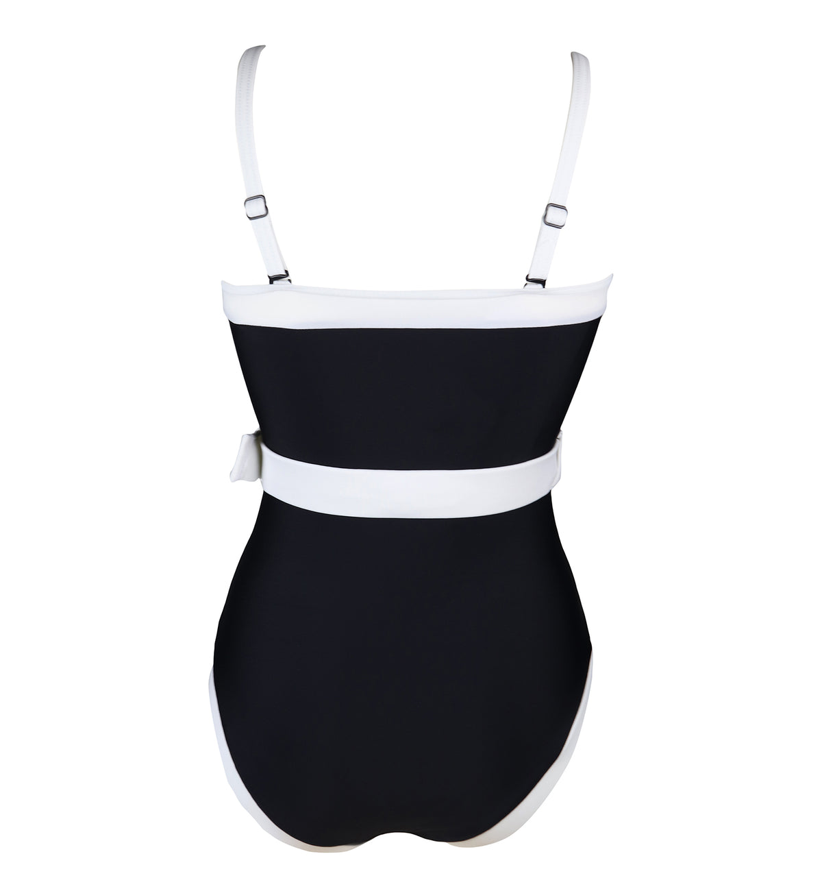 Pour Moi Removable Straps Belted Control Swimsuit (PM1414),Small,Black/White - Black/White,Small