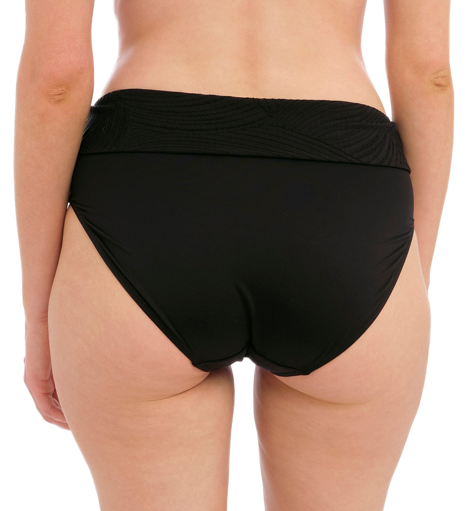 Fantasie Ottawa Fold High Waist Swim Brief (6497),Small,Black - Black,Small