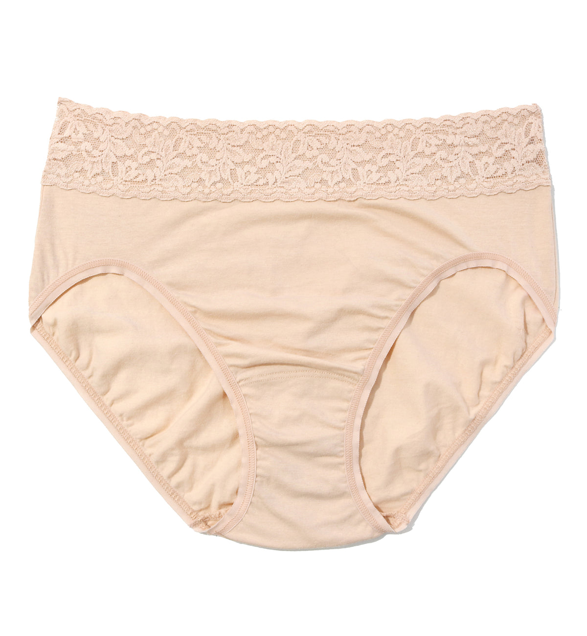 Hanky Panky Cotton French Brief with Lace (892461),Small,Chai - Chai,Small
