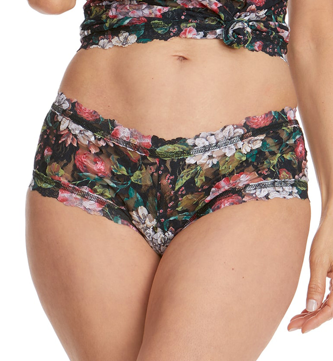 Hanky Panky Signature Lace Printed Boyshort (PR4812P),XS,Baroque Blooms - Baroque Blooms,XS