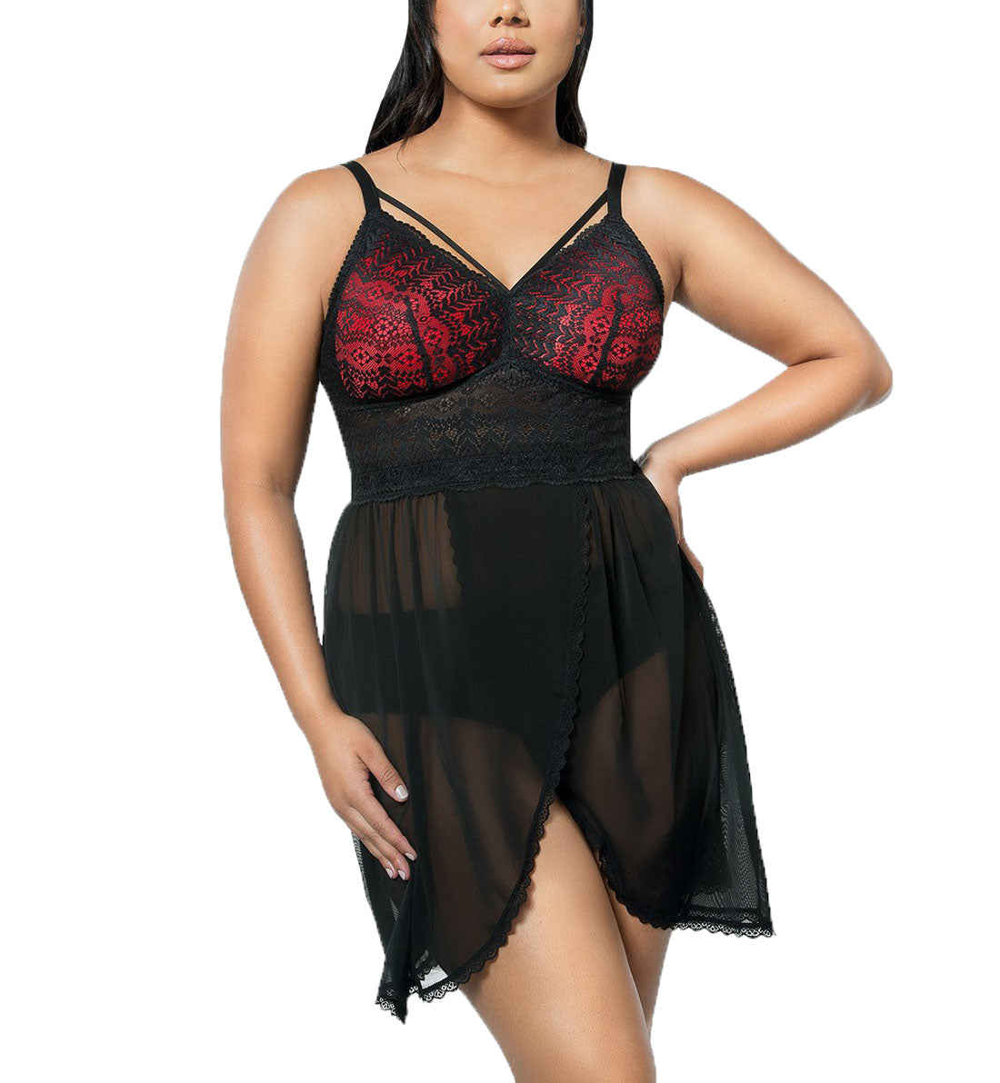 Parfait Mia Lace Chemise (P5959),Small,Black - Black,Small
