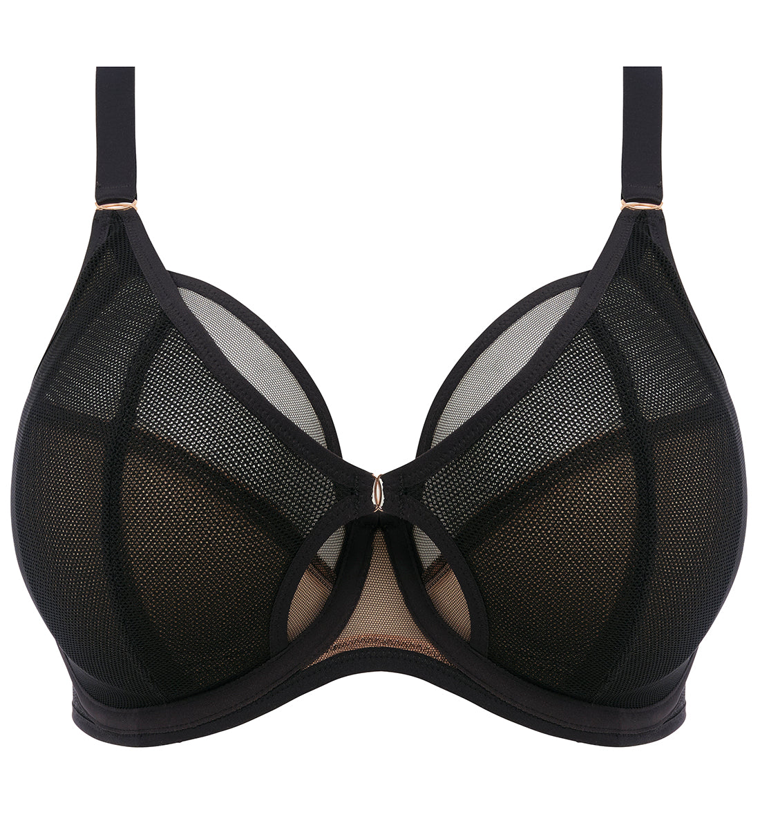 Elomi Kintai Peek-a-Boo Plunge Underwire Bra (301202),32HH,Black - Black,32HH