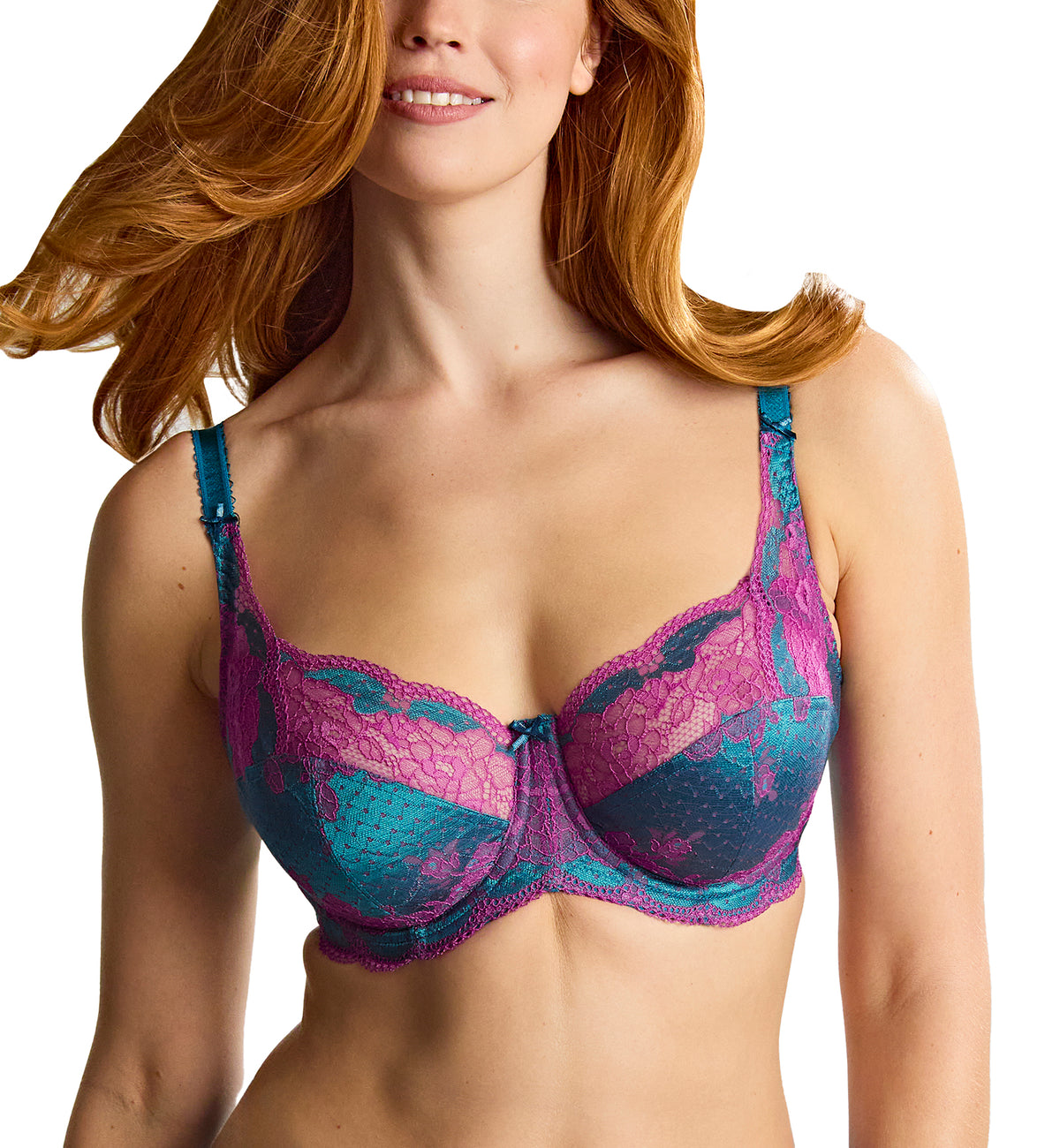 Panache Clara Full Cup Underwire Bra (7255),30DD,Teal/Magenta - Teal/Magenta,30DD