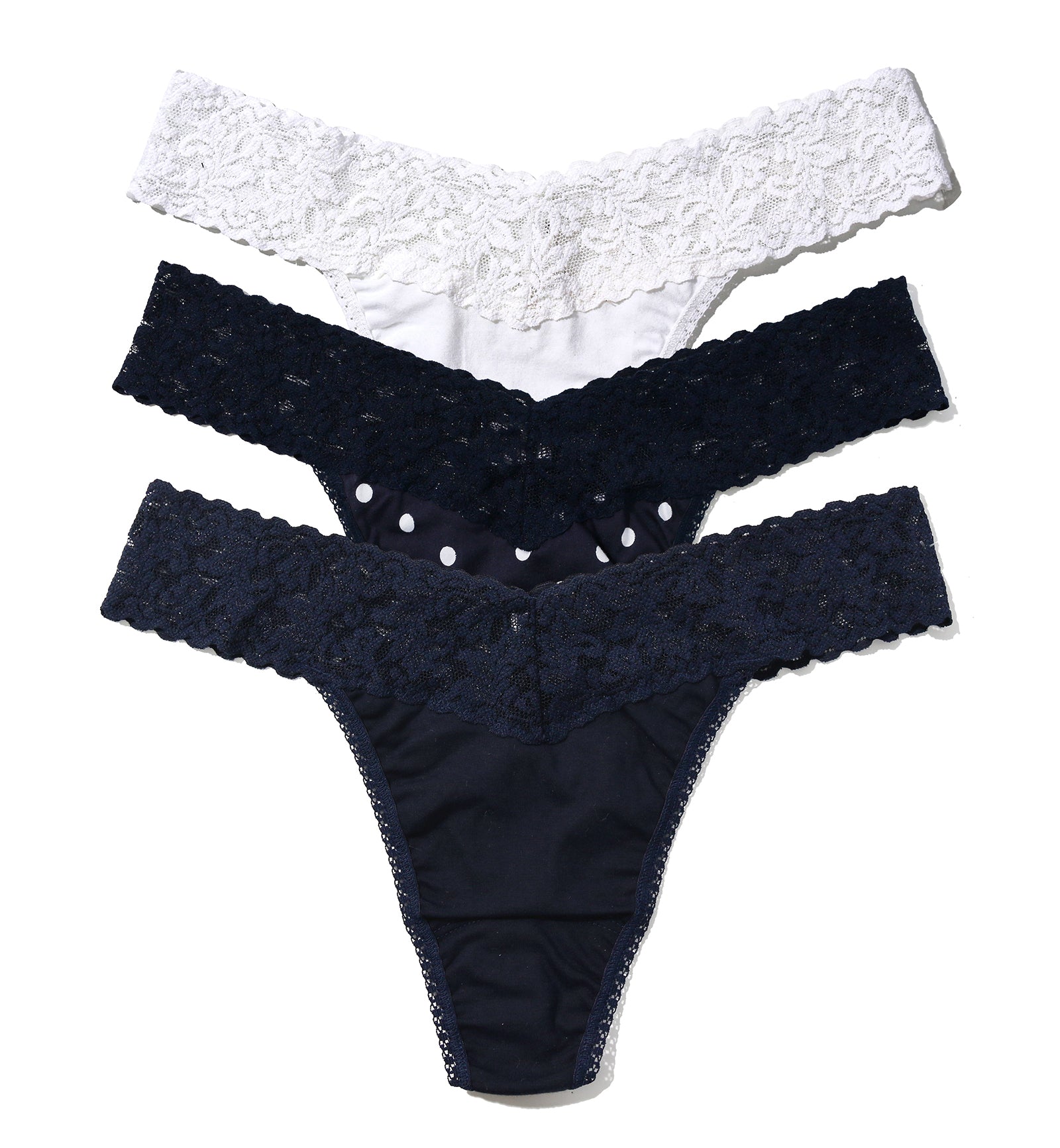 Hanky Panky 3-PACK Cotton Original Rise Thong (8918013PK),Full Circle - Full Circle,One Size