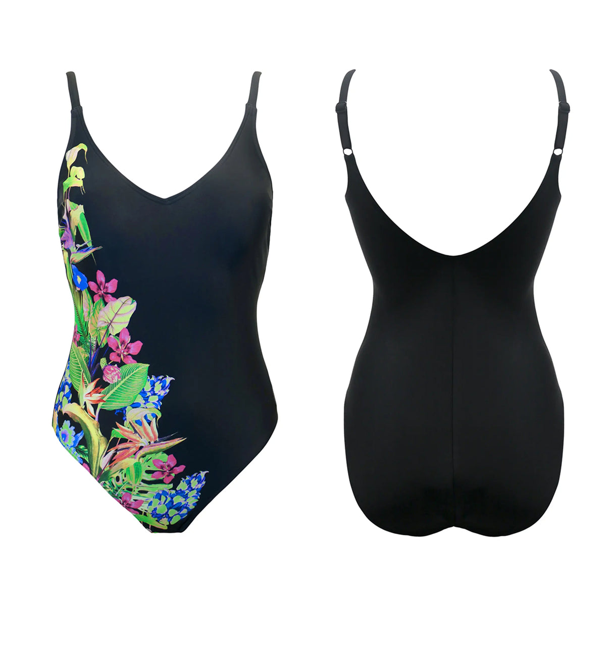 Pour Moi St Lucia Scoop Neck Control Swimsuit (29506),Medium,Tropical - Tropical,Medium