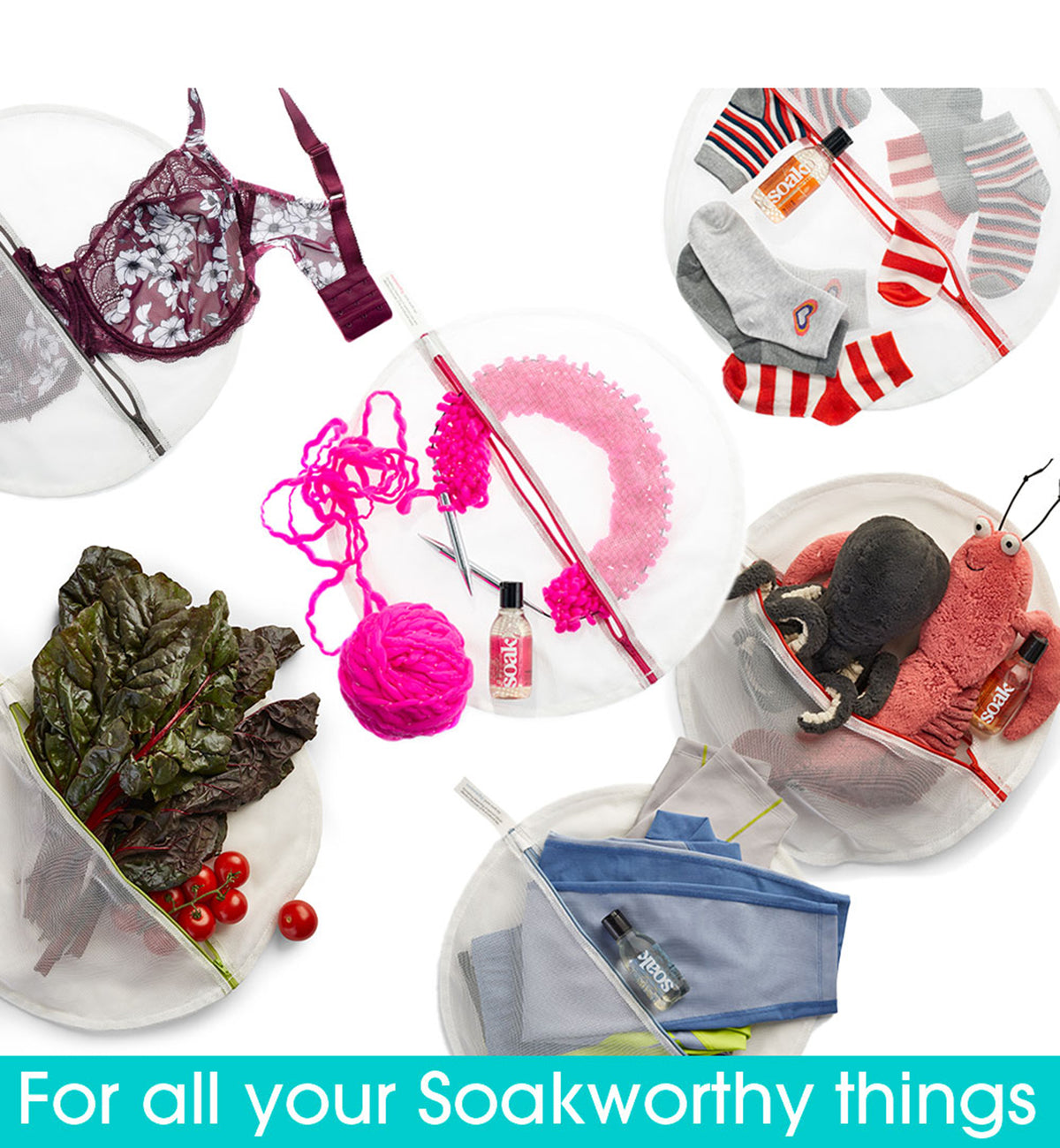 Soak Eco Wash Bag- Generous (16 inch hemisphere),Scentless - Scentless,16 inch hemisphere