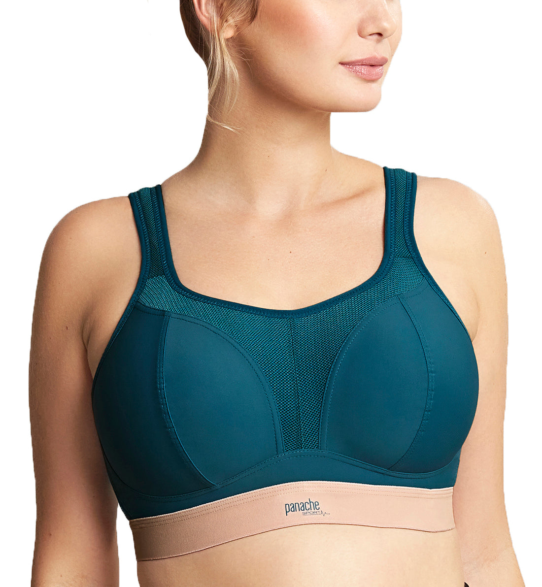 Panache Non-Wire Sports Bra (7341),28F,Teal/Pink - Teal/Pink,28F