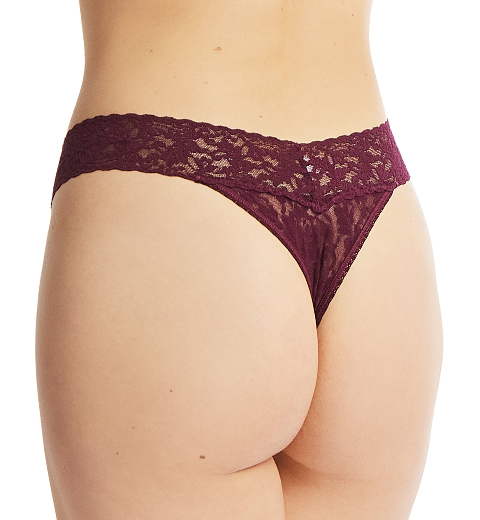 Hanky Panky Signature Lace Original Rise Thong (4811P),Dried Cherry - Dried Cherry,One Size
