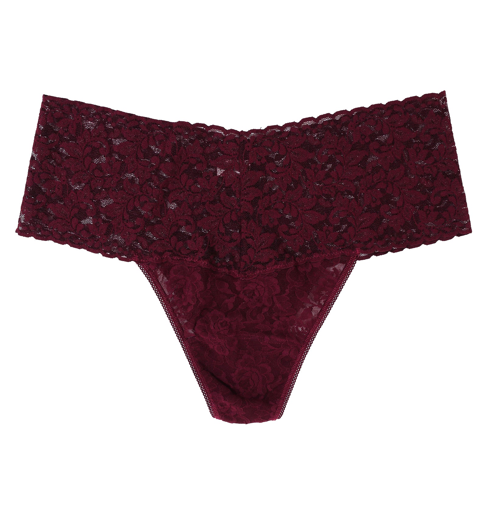 Hanky Panky Plus Size Retro Lace Thong (9K1926X),Dried Cherry - Dried Cherry,One Size