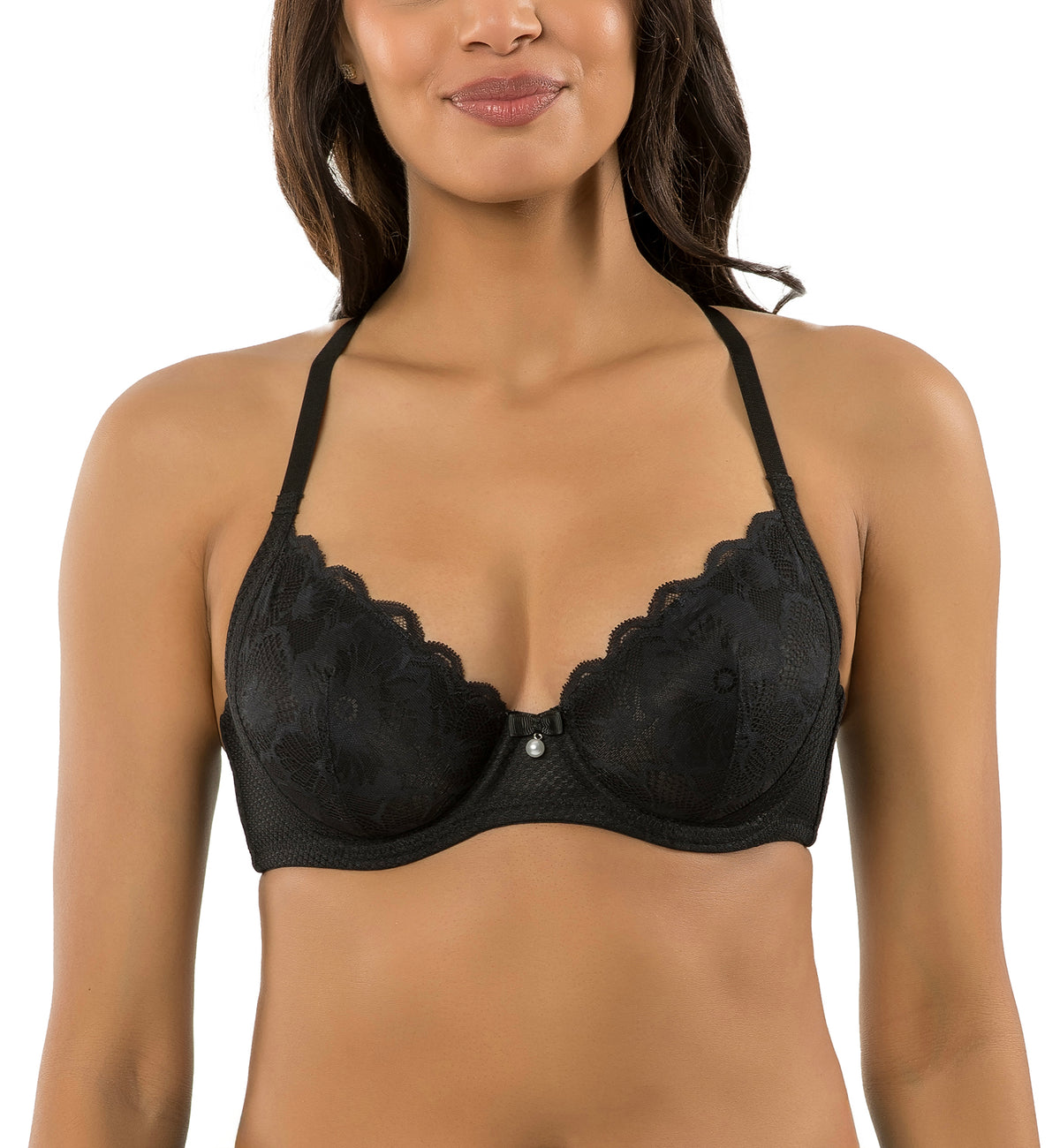 Parfait Luxlacy Unlined Plunge Underwire Bra (P6000),32D,Black - Black,32D