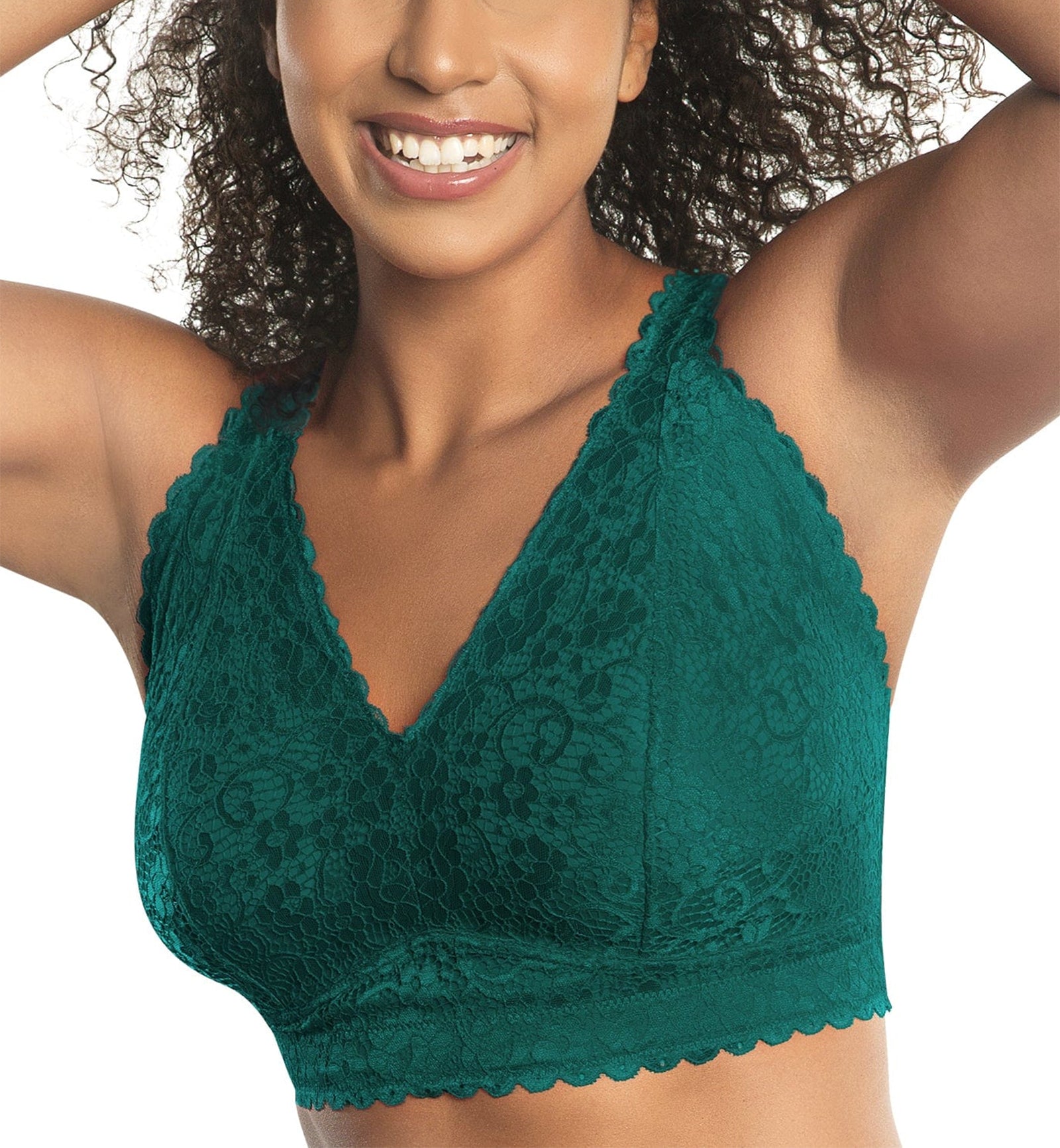 Parfait Adriana Banded Stretch Lace Wireless Bralette (P5482),30D,Emerald - Emerald,30D