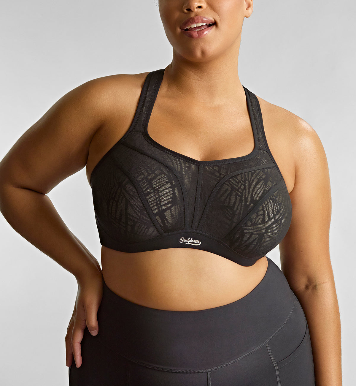 Sculptresse by Panache Activate Non-padded Underwire Sports Bra (9441),34F,Black/Chalk - Black/Chalk,34F