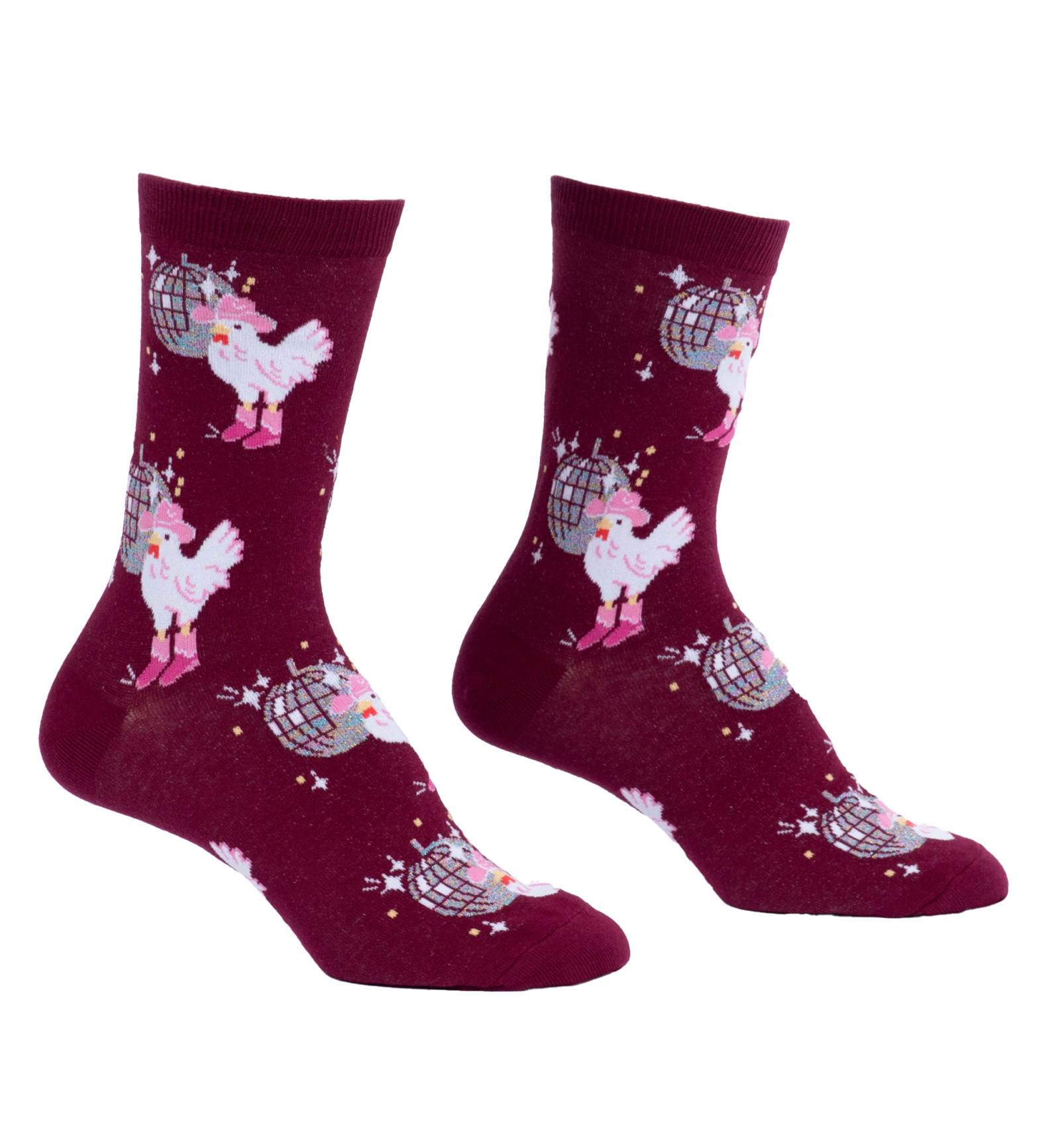 SOCK it to me Women's Crew Socks (W0526),Disco Chicken - Disco Chicken,One Size
