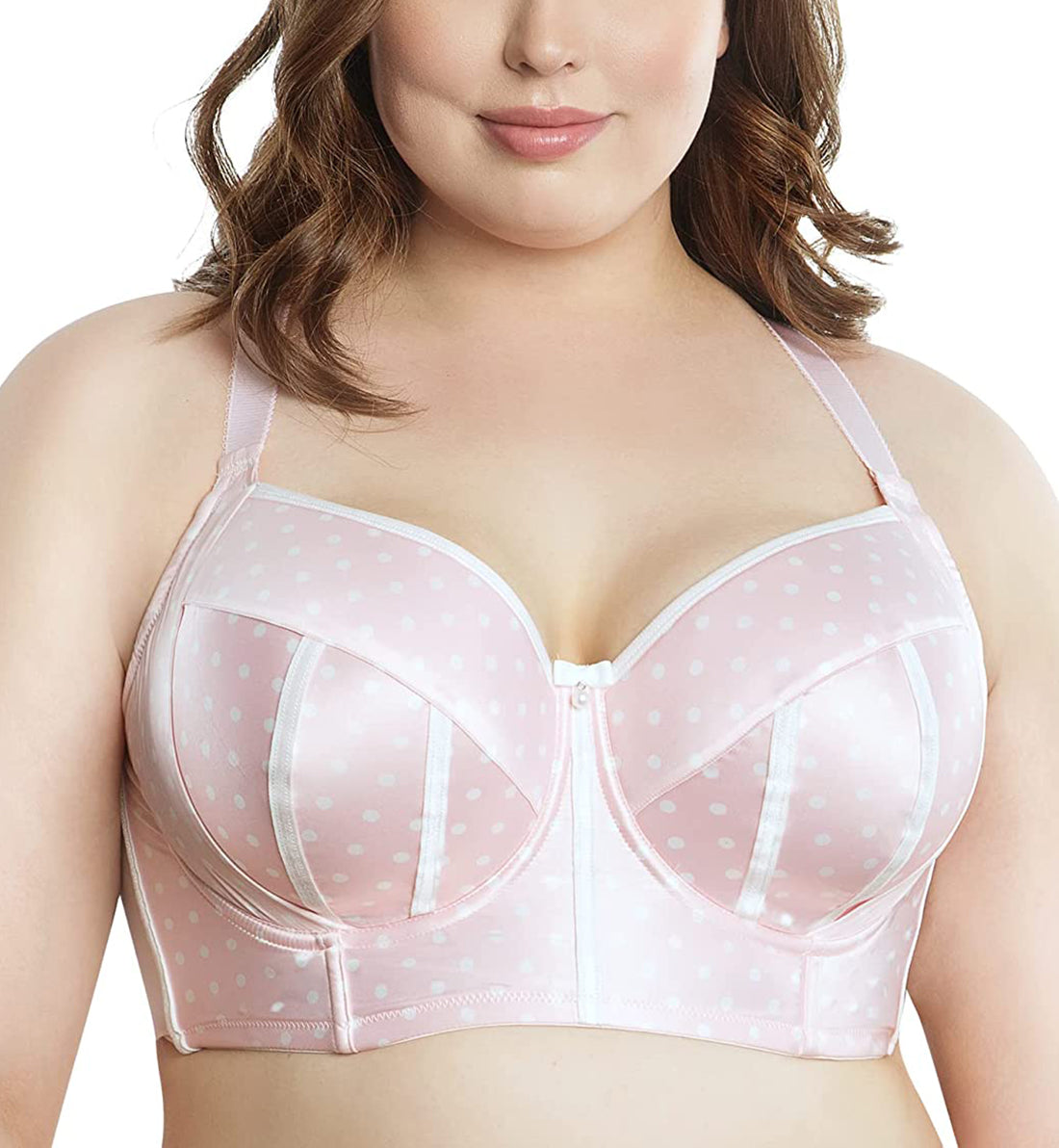Parfait Charlotte Padded Underwire Longline Bra (6977),32D,Petal Pink Dot - Petal Pink Dot,32D