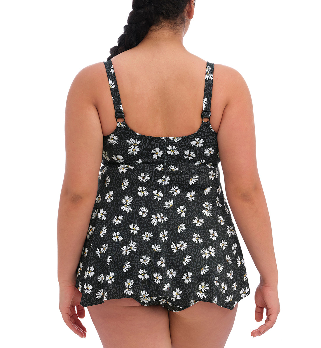 Elomi Plain Sailing Handkerchief Hem Molded Tankini (ES7271),16,Black Daisy - Black Daisy,16