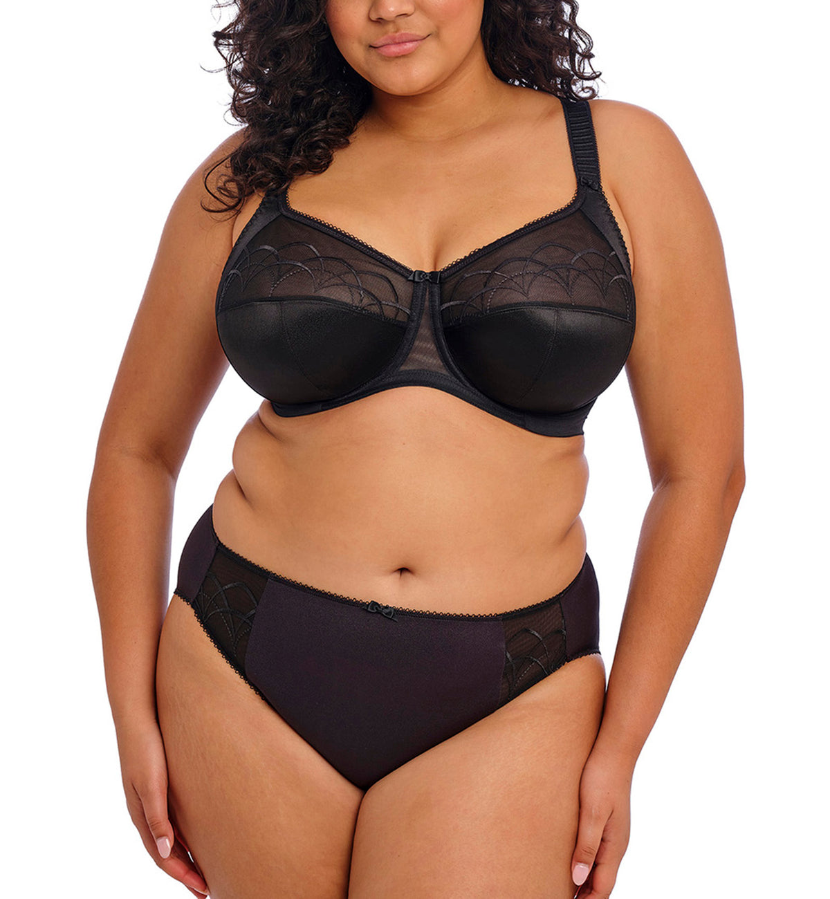 Elomi Cate Matching Embroidered Panty Brief (4035),Medium,Black - Black,Medium