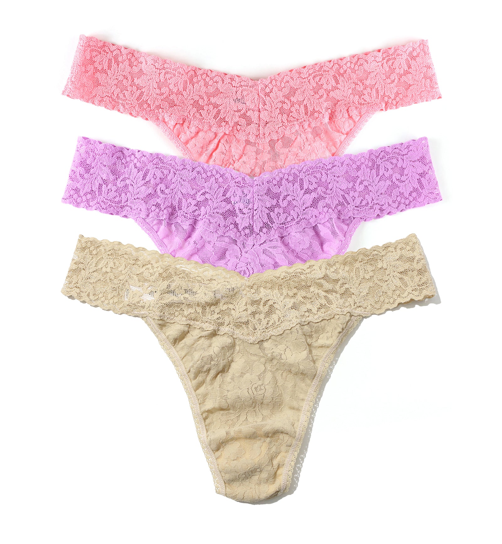 Hanky Panky 3-PACK Signature Lace Original Rise Thong (48113PK),Dark Room Blooms - Dark Room Blooms,One Size