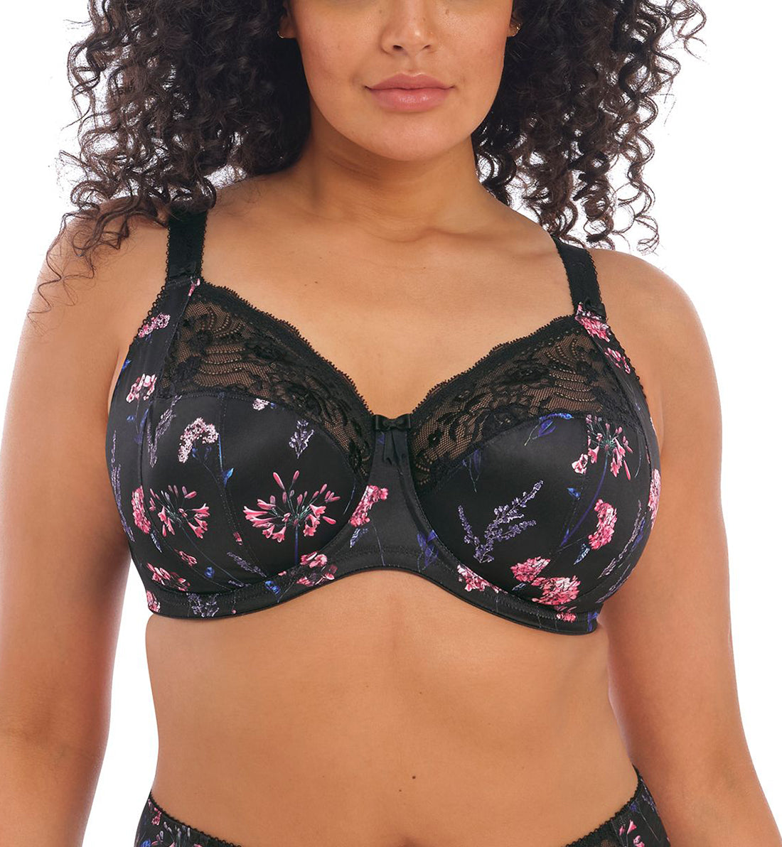 Elomi Morgan Stretch Lace Banded Underwire Bra (4110)- Pink Floral