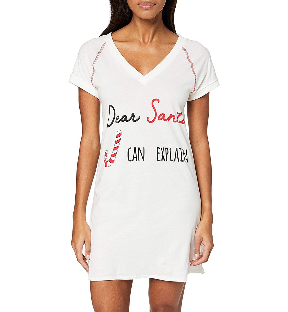 Mapale Dear Santa Long Sleep Shirt (7228),Small,Ivory - Ivory,Small