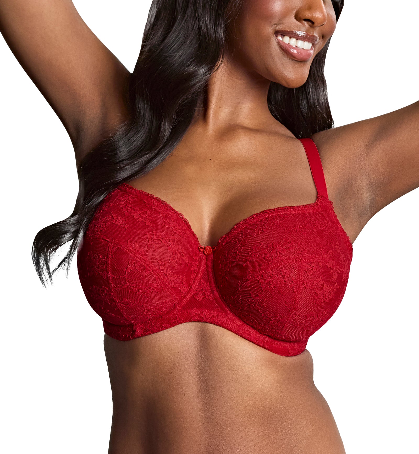 Panache Tango Lace Underwire Balconette Bra (10966),30FF,Scarlet - Scarlet,30FF