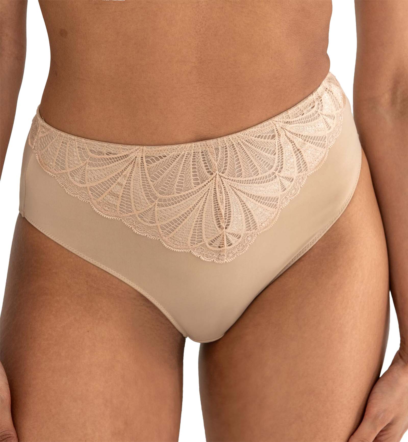 Pour Moi New Romance High Waist Midi Brief (184013),Small,Almond - Almond,Small
