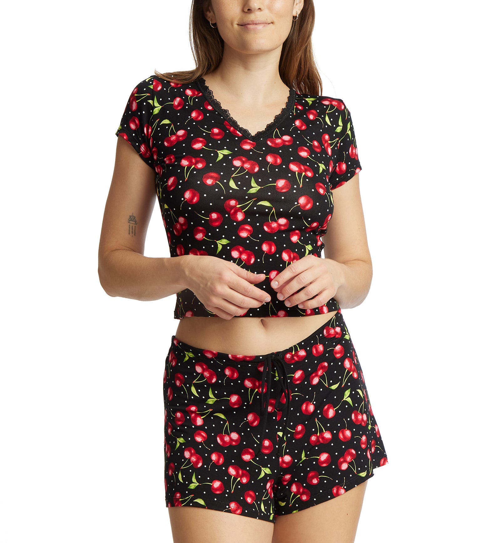Hanky Panky DreamEase Printed Sleep Set (PR685546S),Small,Cherry Bomb - Cherry Bomb,Small