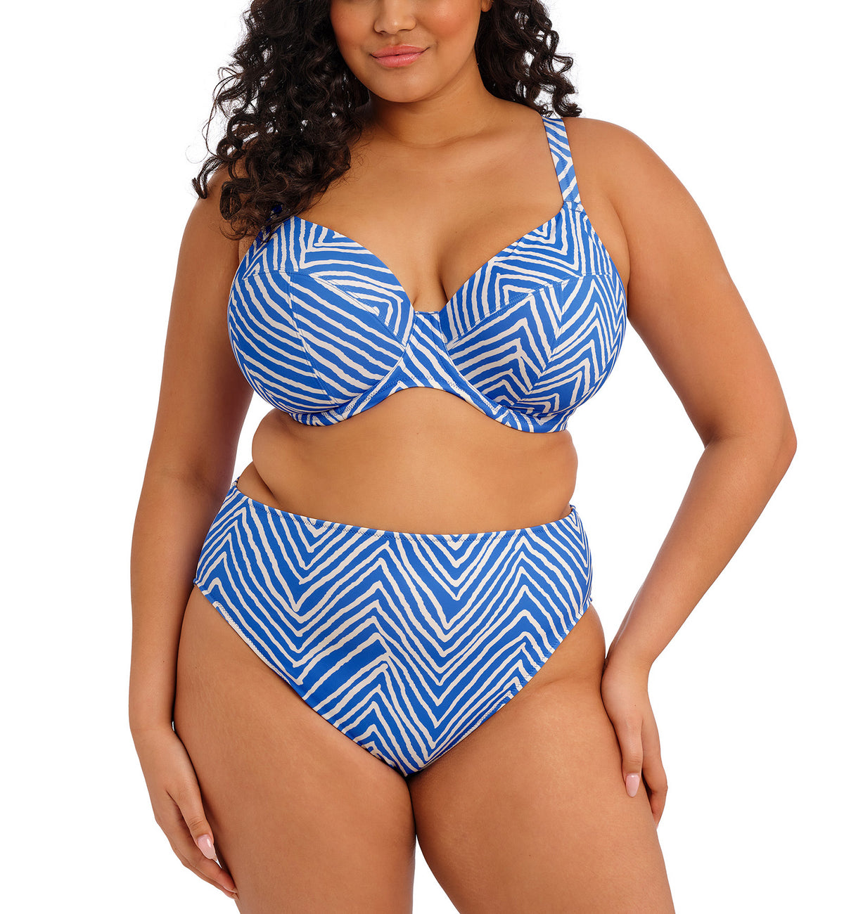 Elomi Fiji Falls Underwire Plunge Bikini Top (ES802602),34G,Ocean - Ocean,34G