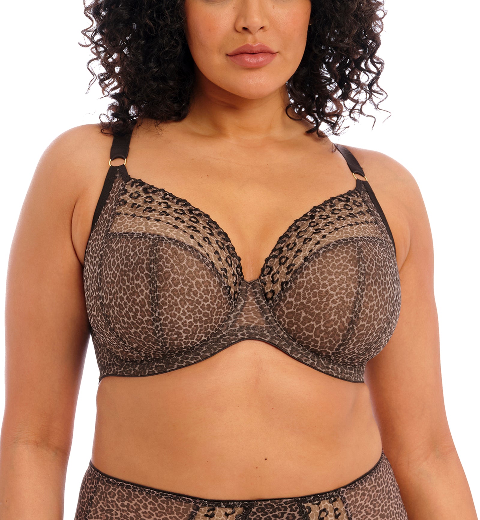 Elomi Matilda Banded Plunge Underwire Bra (8900),32GG,Leopard - Leopard,32GG