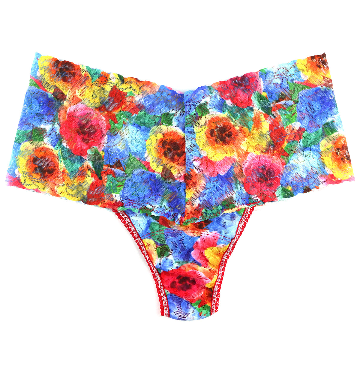 Hanky Panky Printed Retro Lace Thong (PR9K1926),Bold Blooms - Bold Blooms,One Size