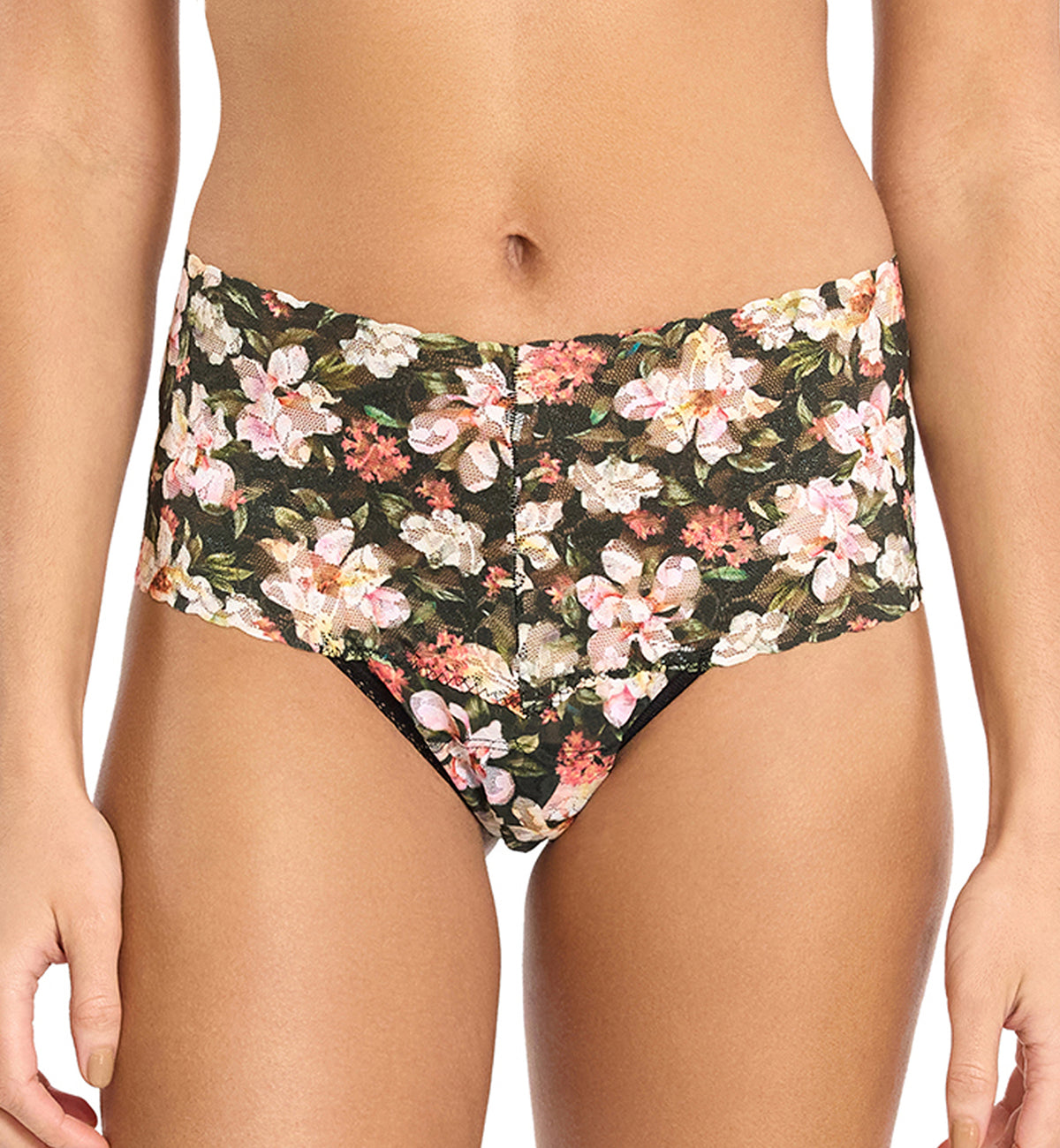 Hanky Panky Printed Retro Lace Thong (PR9K1926),Dark Room Blooms - Dark Room Blooms,One Size