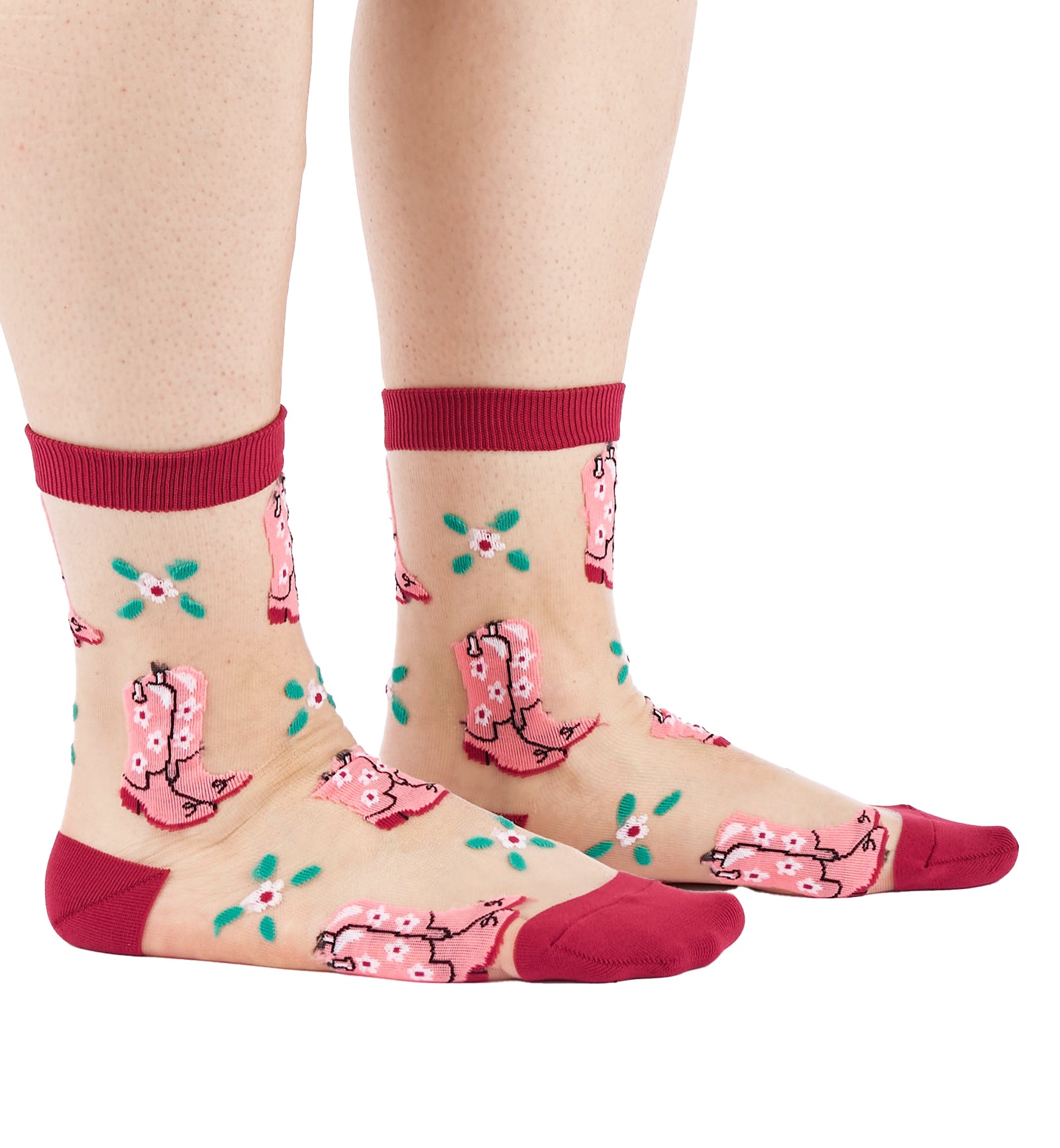 SOCK it to me Sheer Crew Socks (H0025),These Boots Were Made For Walking - These Boots Were Made For Walking,One Size