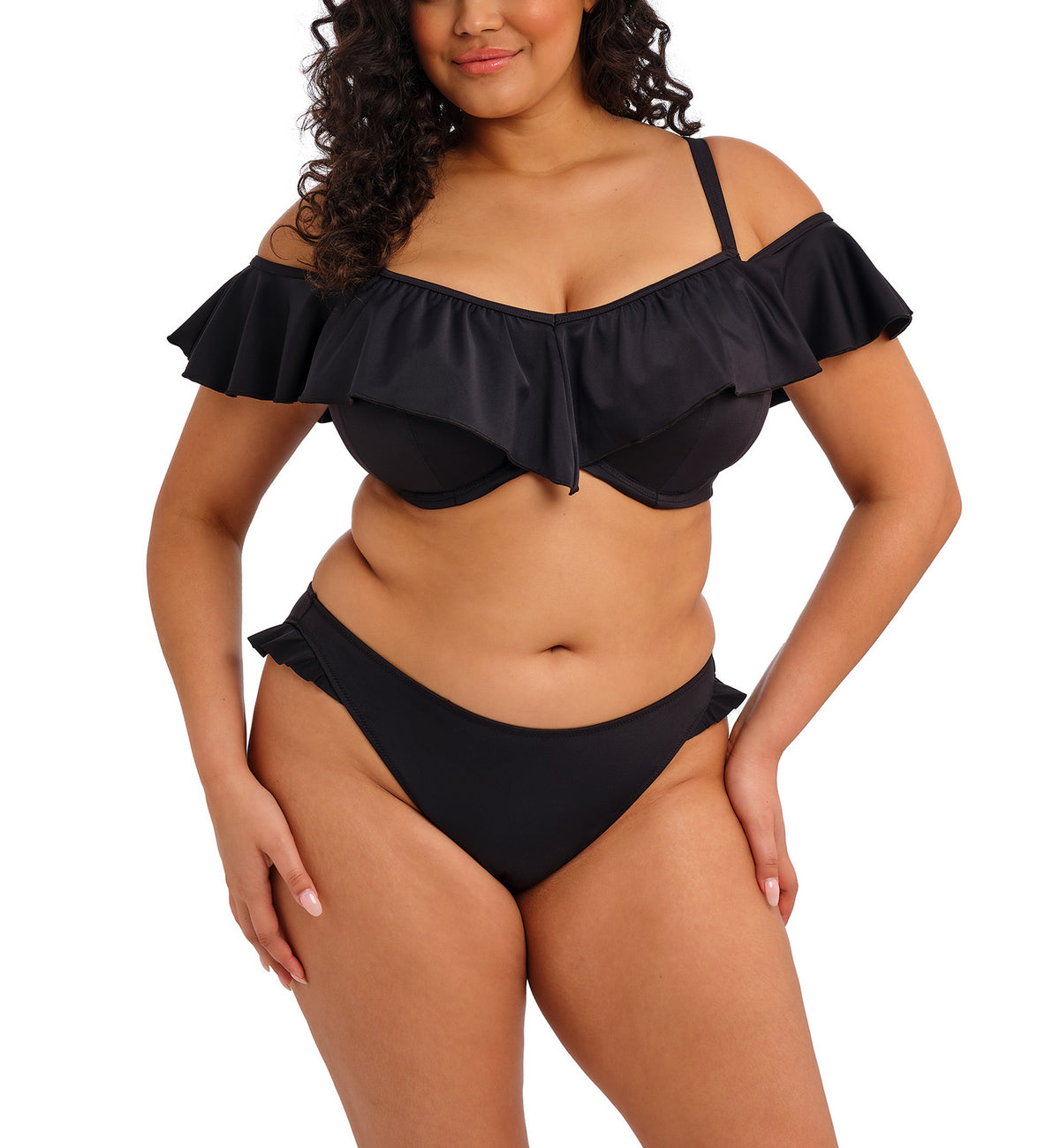 Elomi Plain Sailing High Leg Frill Swim Brief (ES7288),UK 14,Black - Black,UK 14